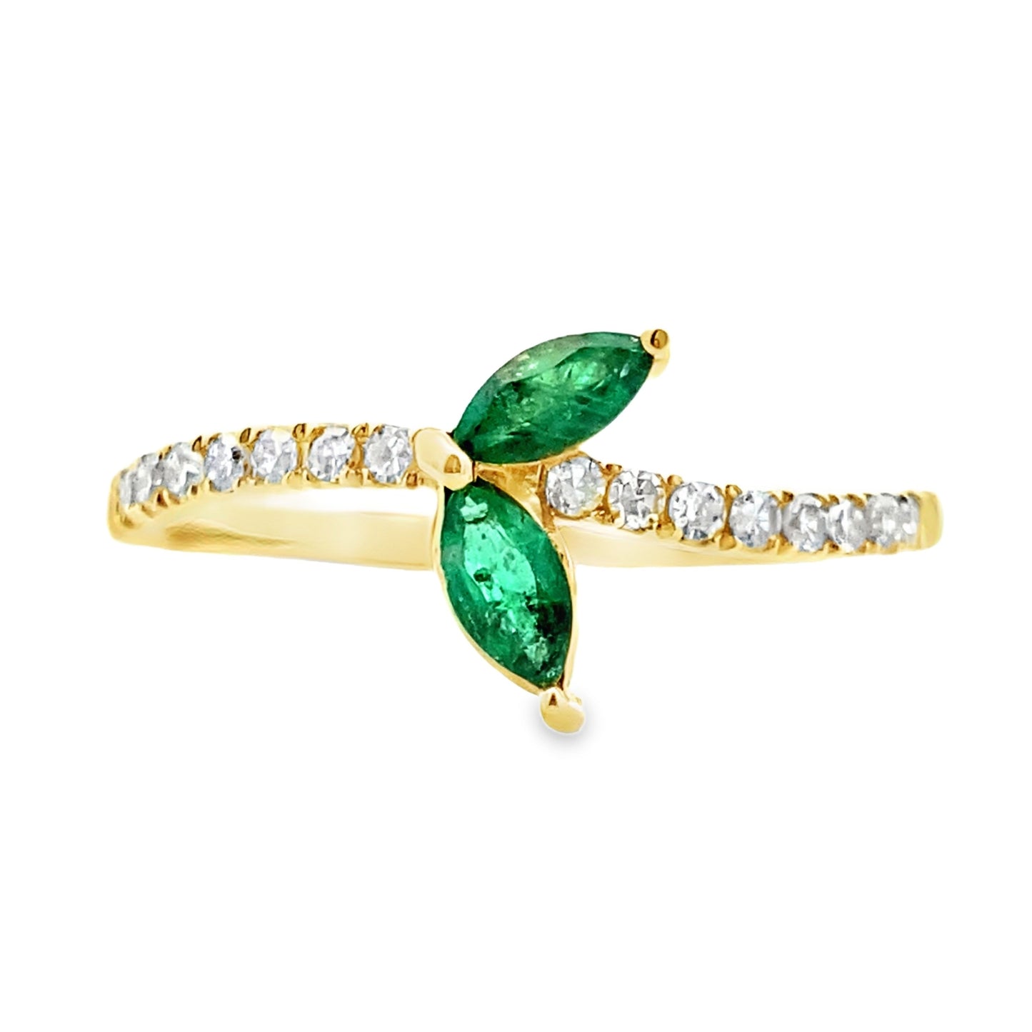 Natural .29ct Emerald Diamond Ring 14KT Yellow Gold