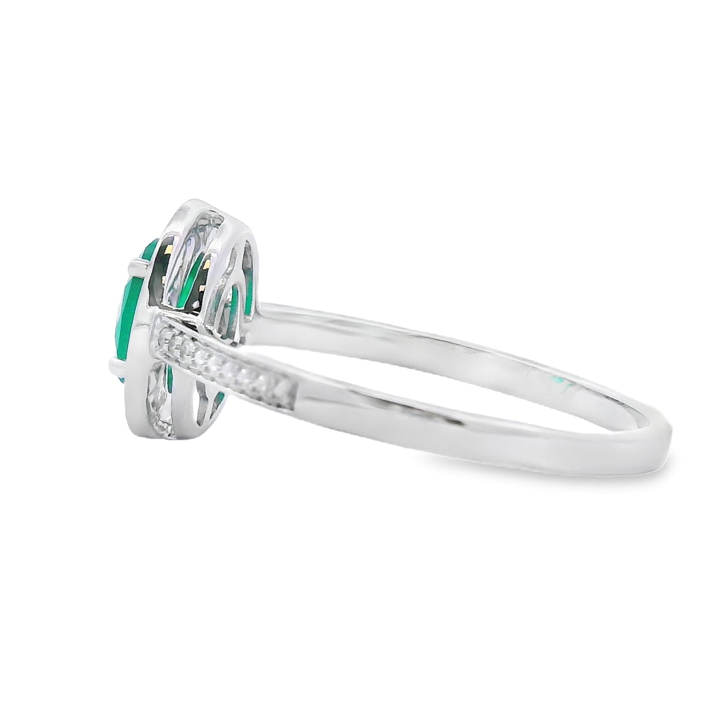 Genuine .53ct Chalcedony Diamond Ring 10KT White Gold
