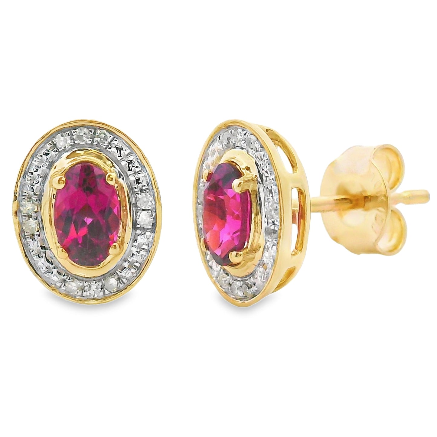 Genuine .67ct Garnet Diamond Earrings 10KT Yellow Gold