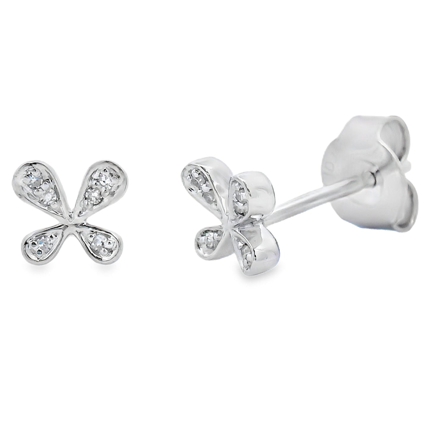 Natural .03ct Diamond Earrings 10KT White Gold