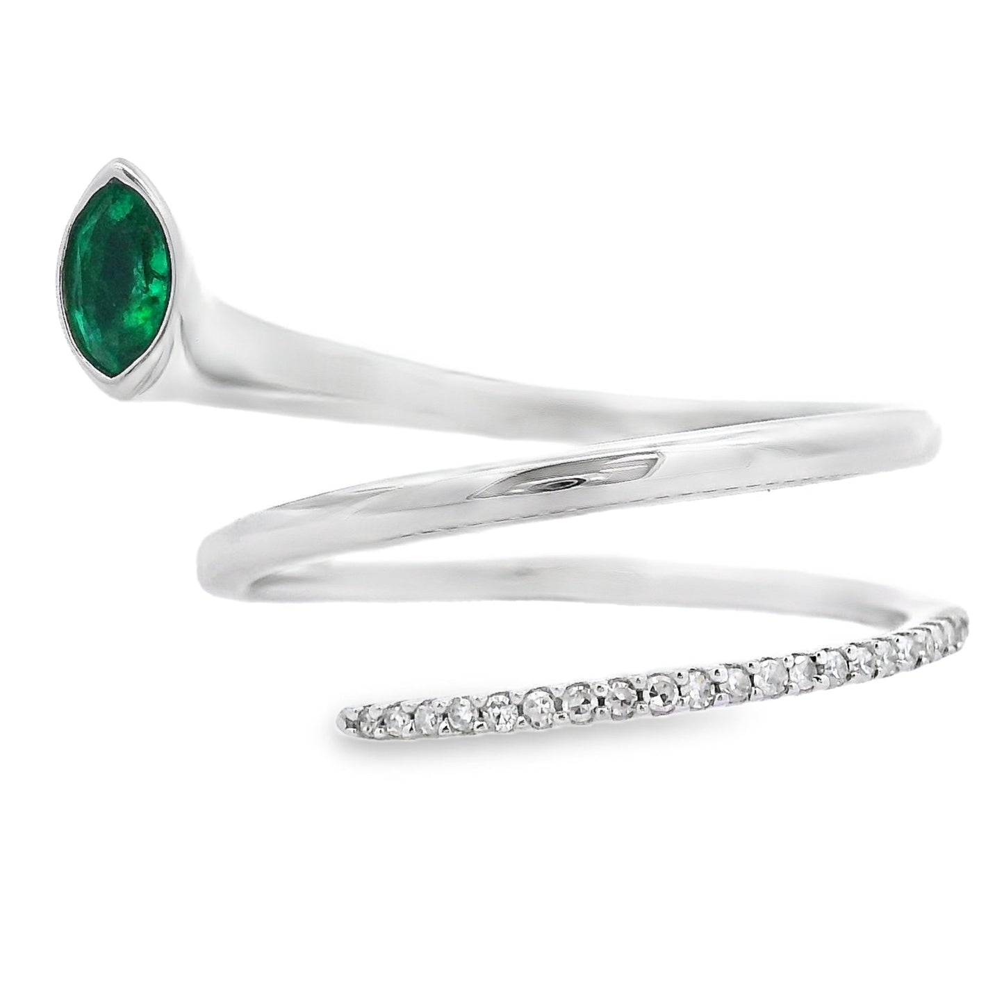 Genuine .75ct Emerald Diamond Ring 14KT White Gold
