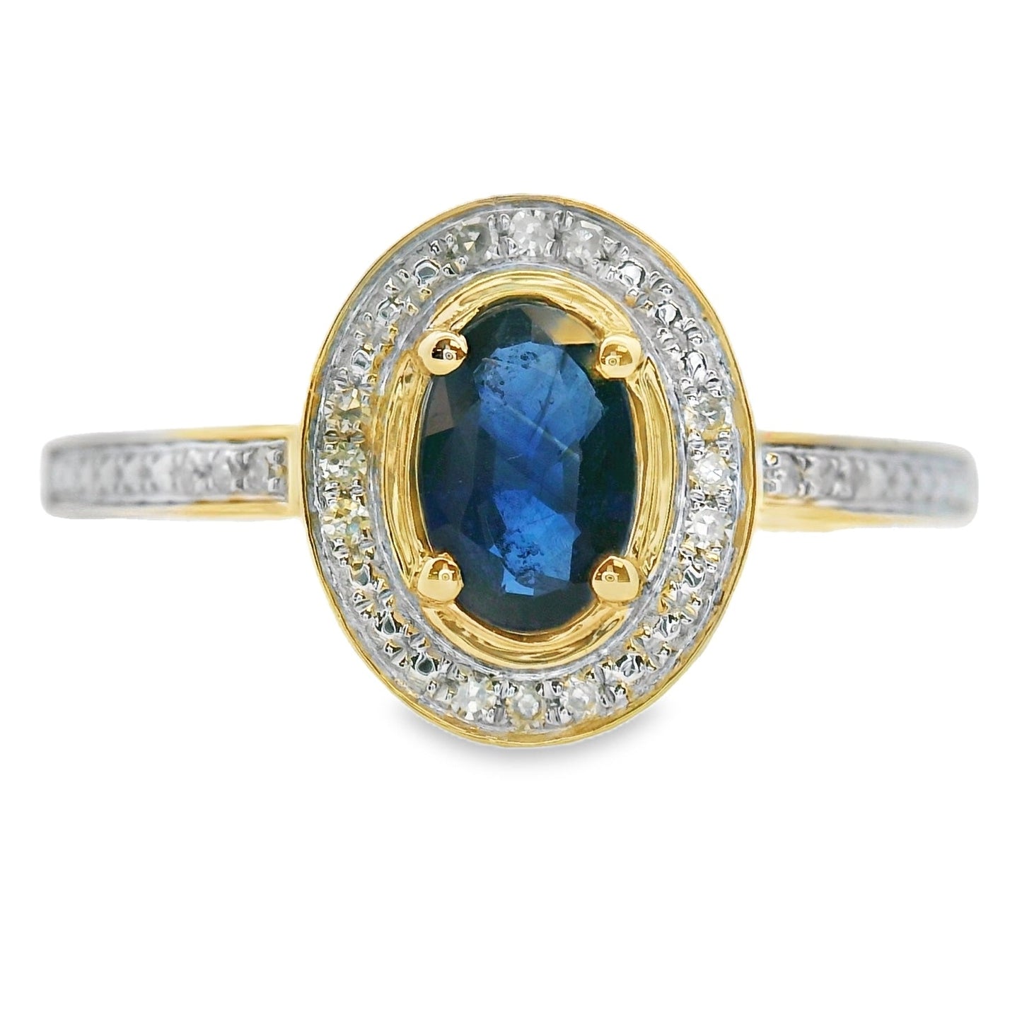 Natural .67ct Sapphire Diamond Ring 10KT Yellow Gold