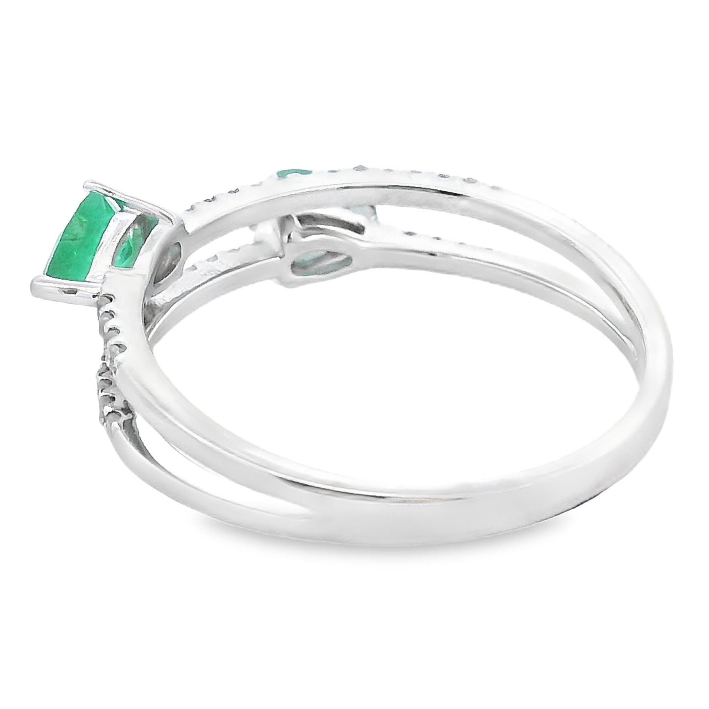 Natural .50ct Emerald Diamond Ring 14KT White Gold