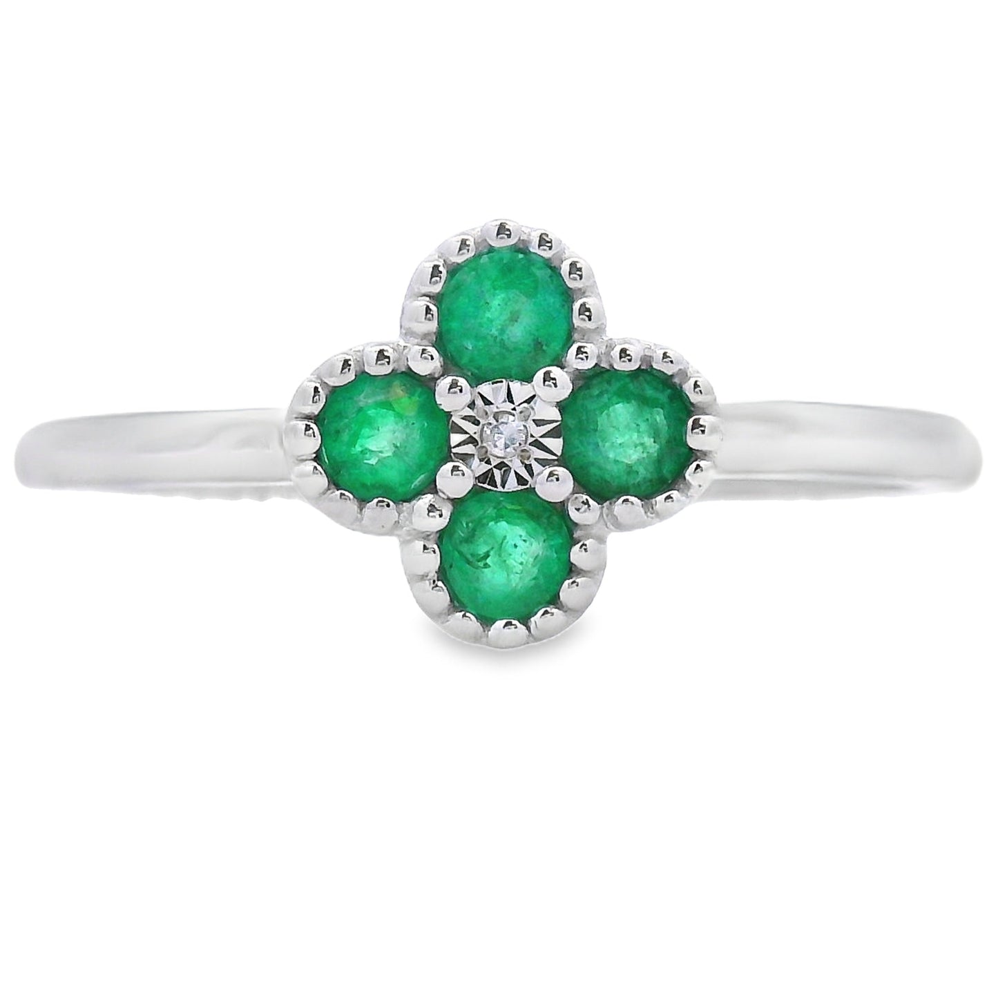 Genuine .15ct Emerald Diamond Ring 10KT White Gold