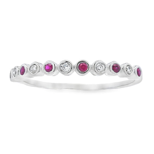 Sapphire Diamond stackable band set 14KT White Gold