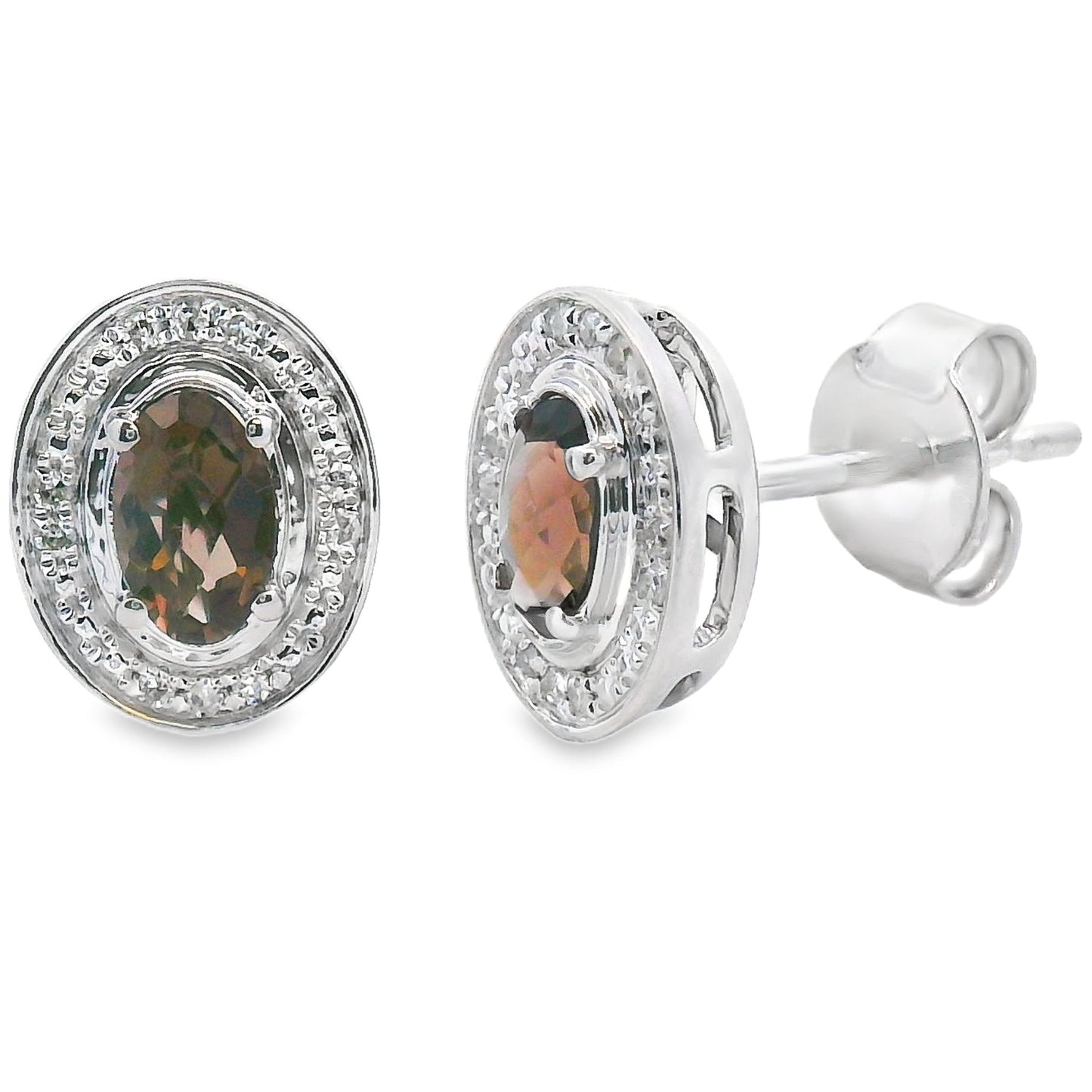 Genuine .45ct Quartz Diamond Earrings 10KT White Gold