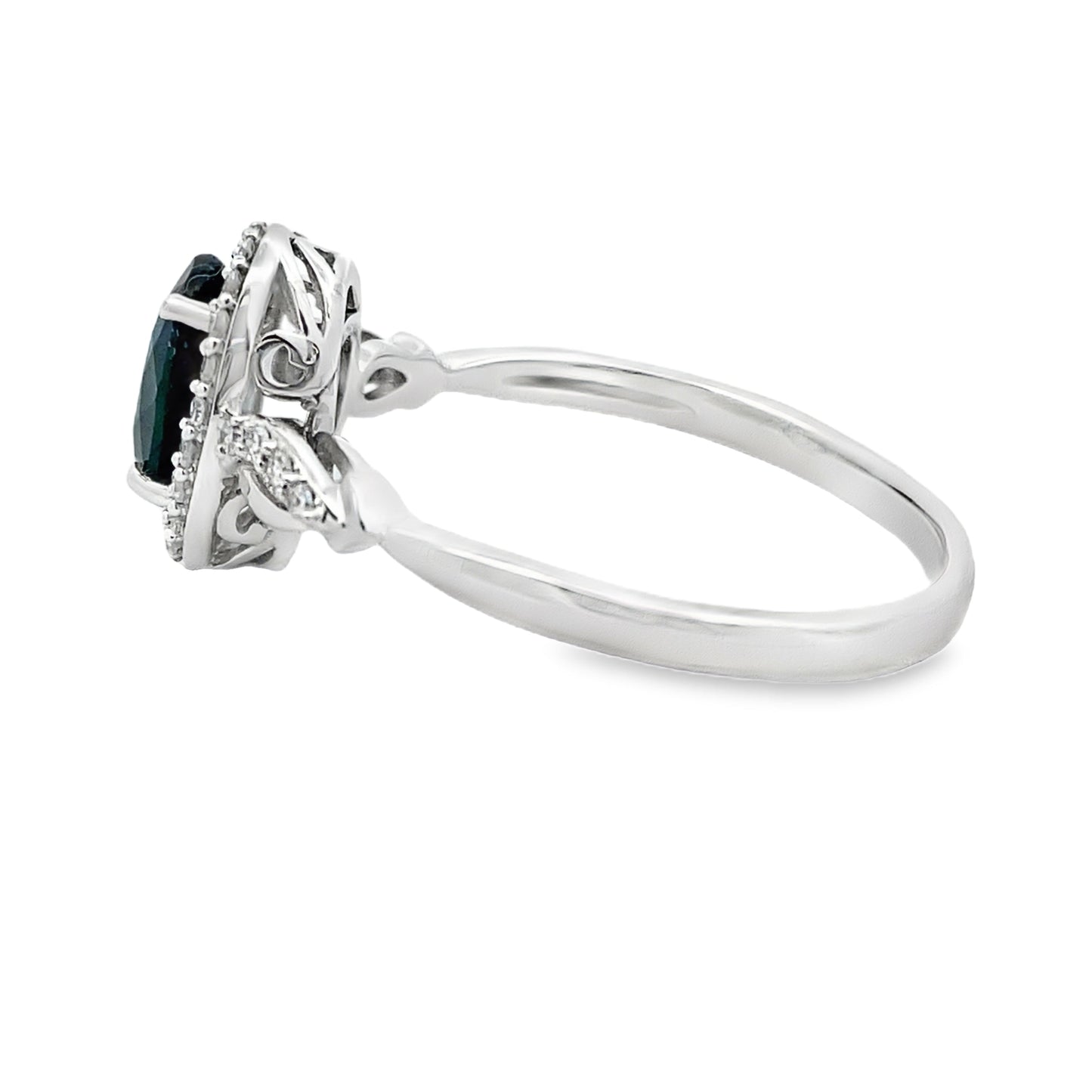 Natural 1.07ct Sapphire Diamond Ring 10KT White Gold
