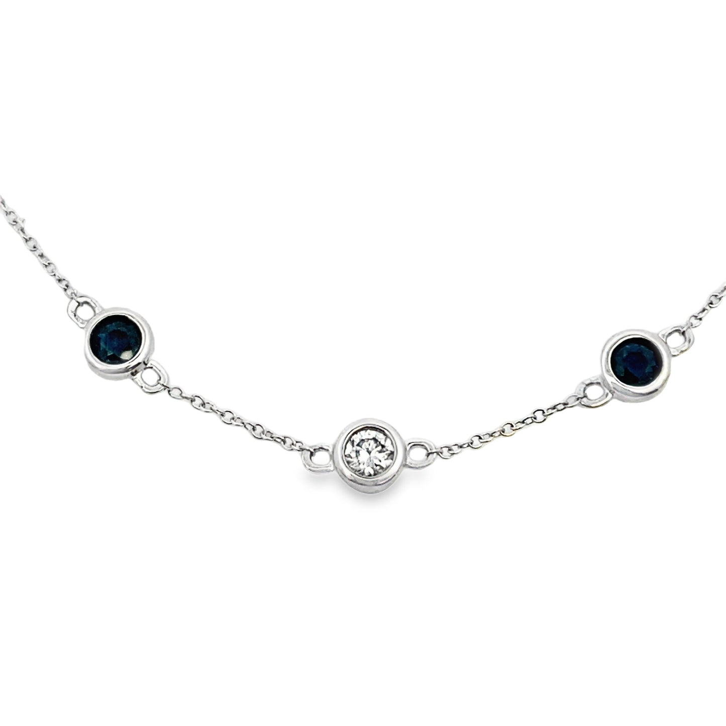 Natural .67ct Sapphire Diamond Bracelet 14KT White Gold