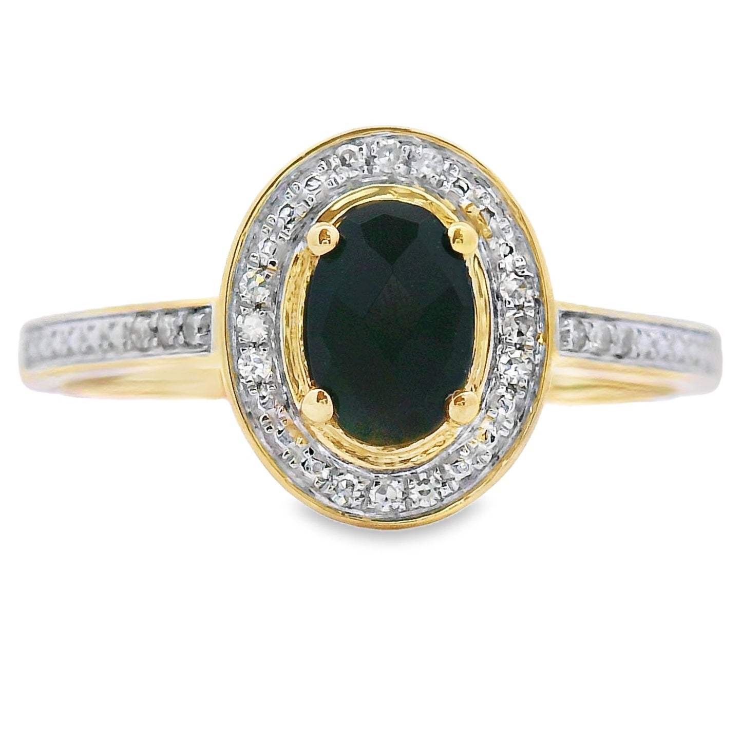 Natural .55ct Onyx Diamond Ring 10KT Yellow Gold