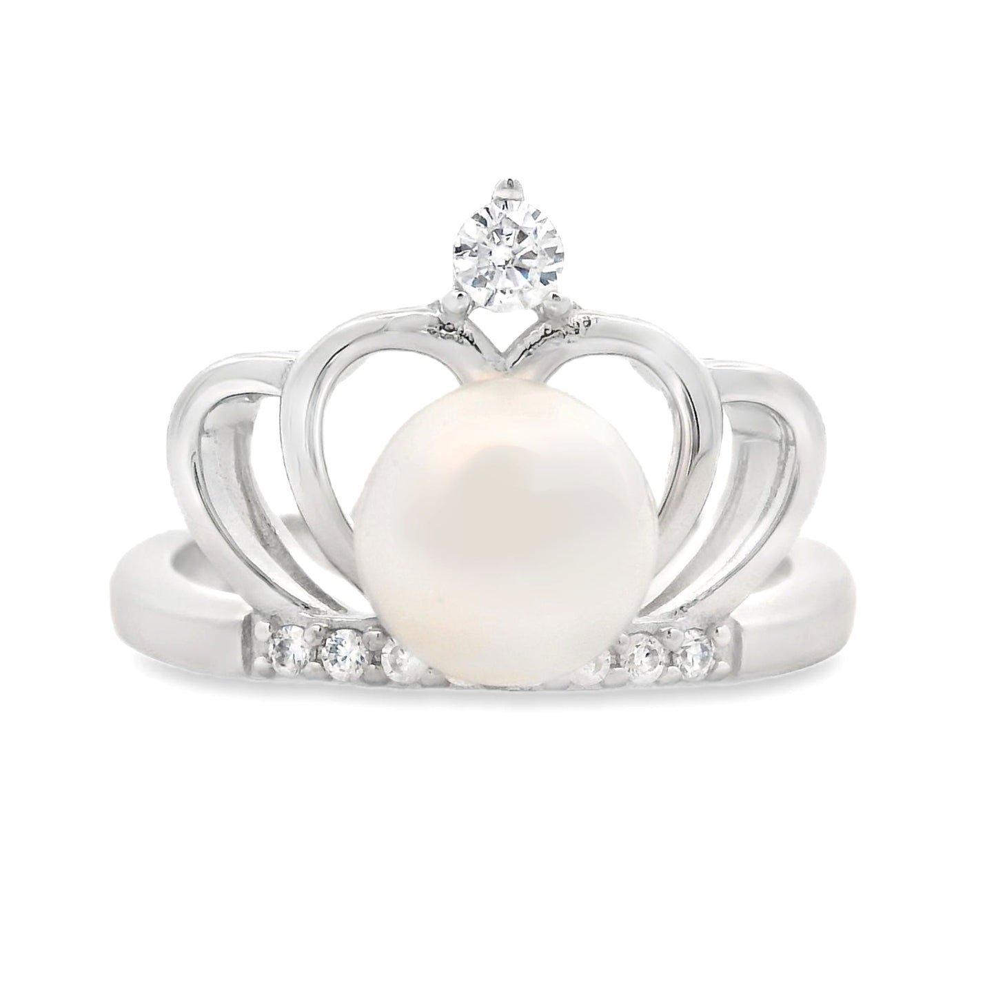 Natural FW Pearl Cubic Zirconium Ring Sterling Silver