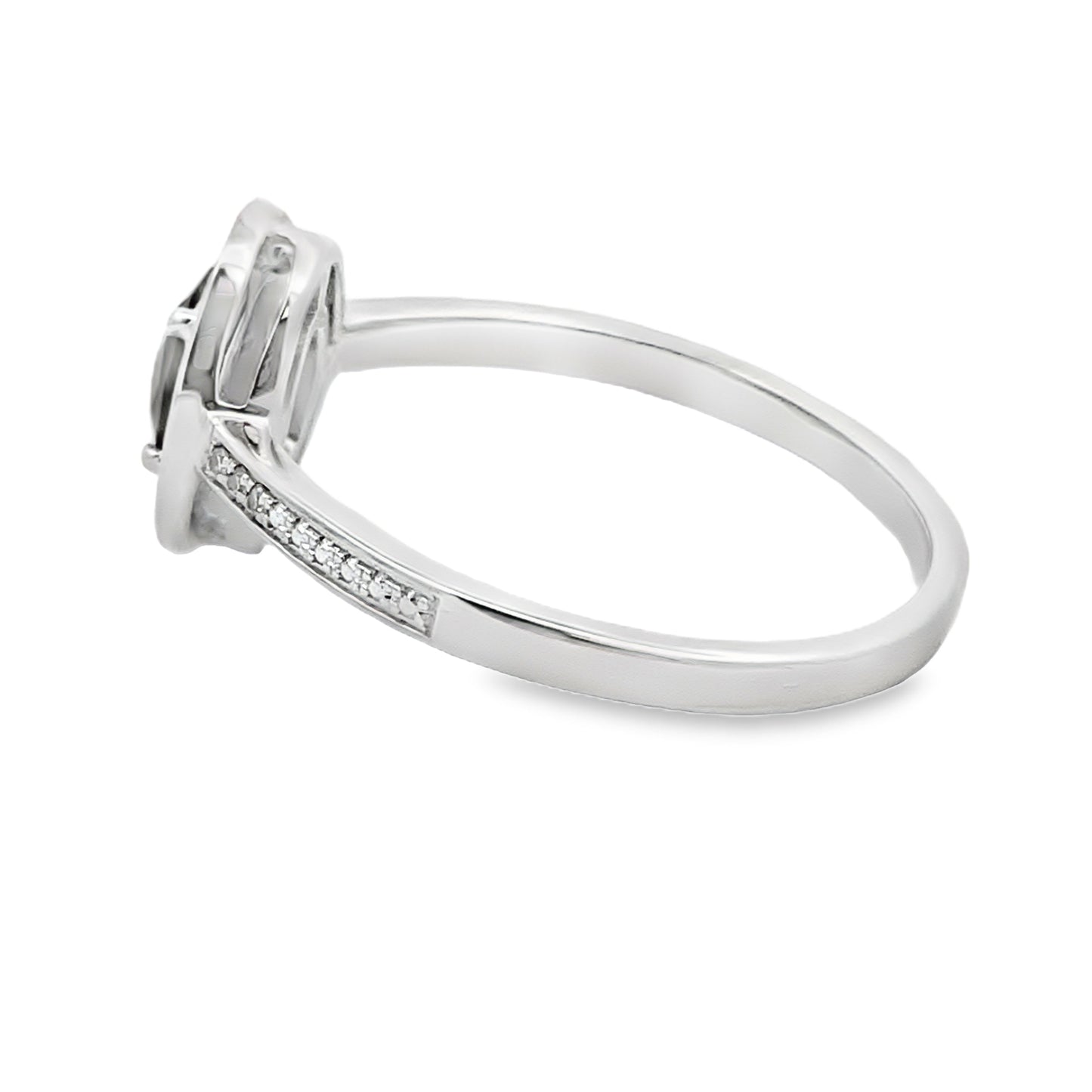 Genuine .42ct Quartz Diamond Ring 10KT White Gold