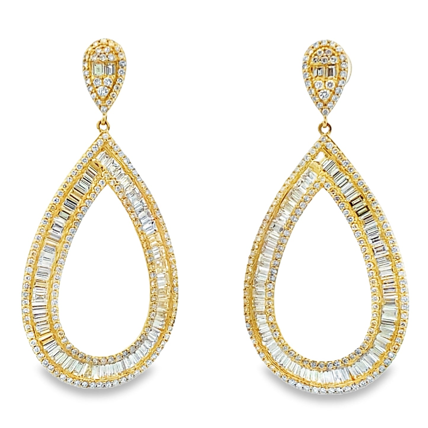 Genuine 8.65ct Diamond Dangle Earrings 18KT Yellow Gold