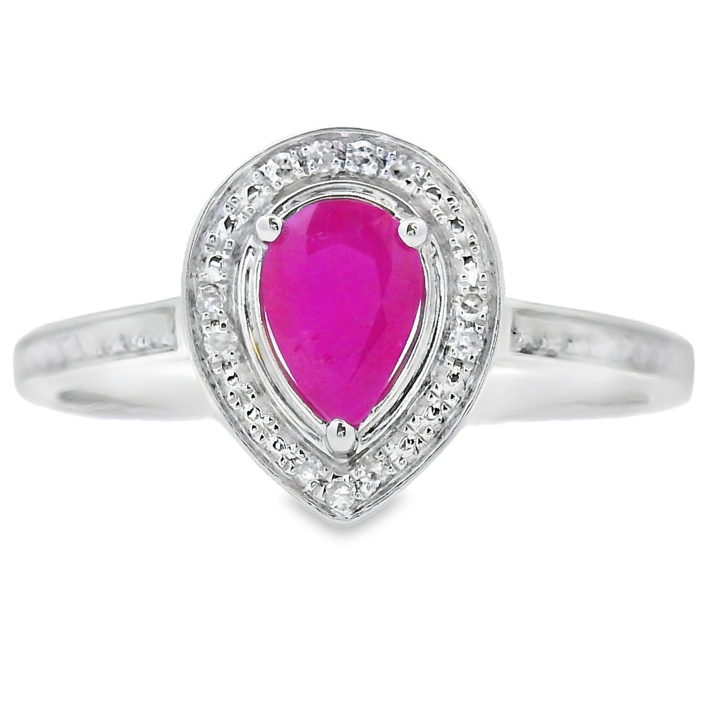 Natural .54ct Ruby Diamond Ring 10KT White Gold