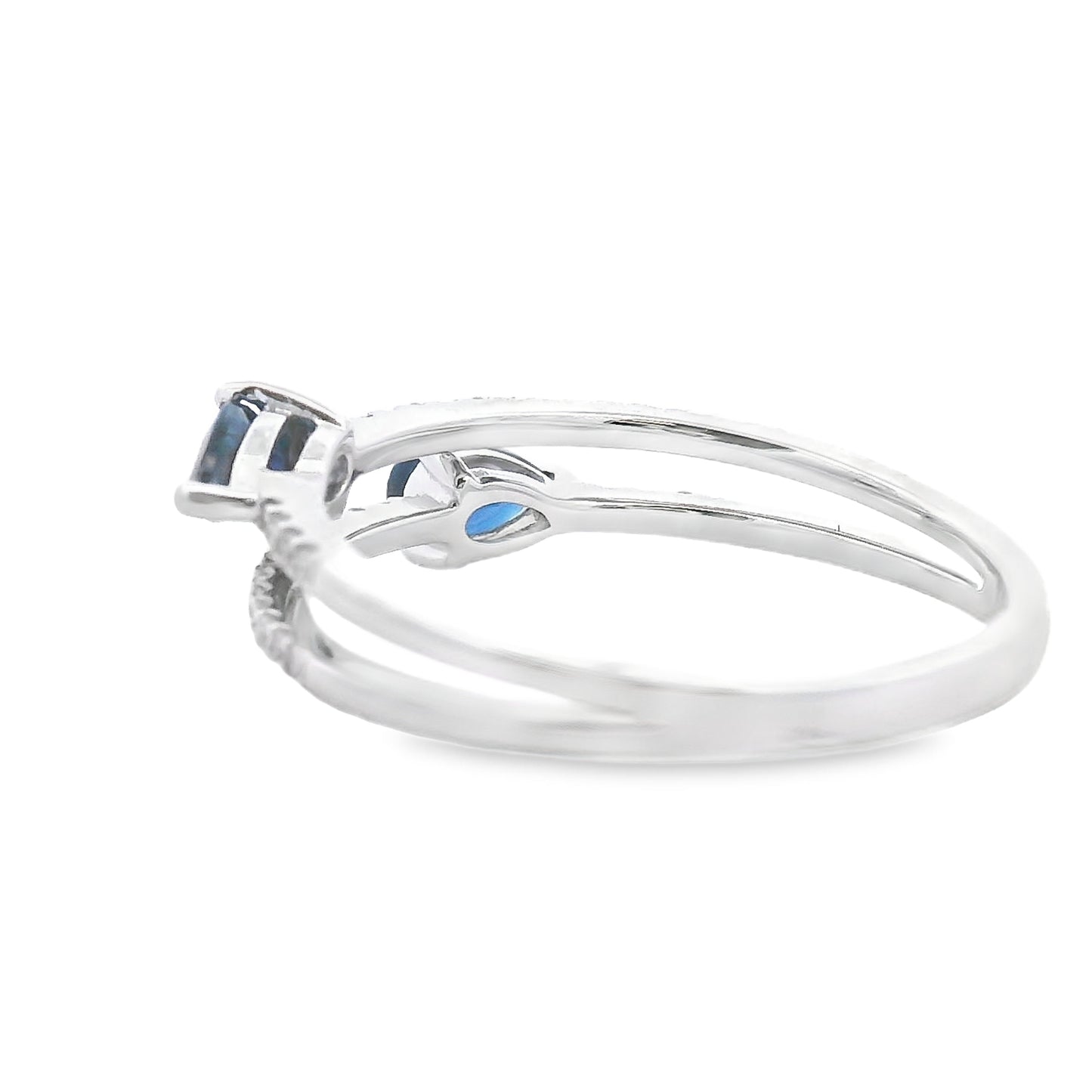 Natural .70ct Sapphire Diamond Ring 14KT White Gold