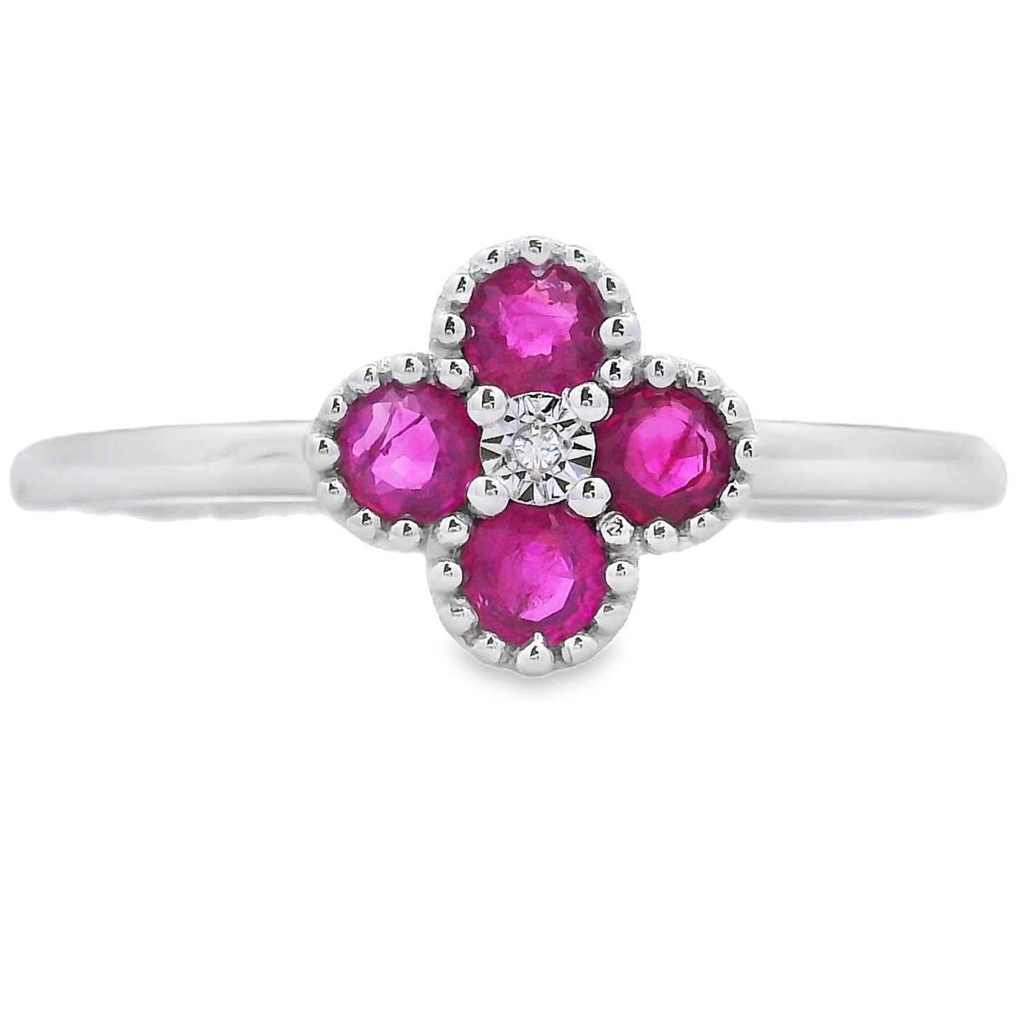 Natural .20ct Ruby Diamond Ring 10KT White Gold