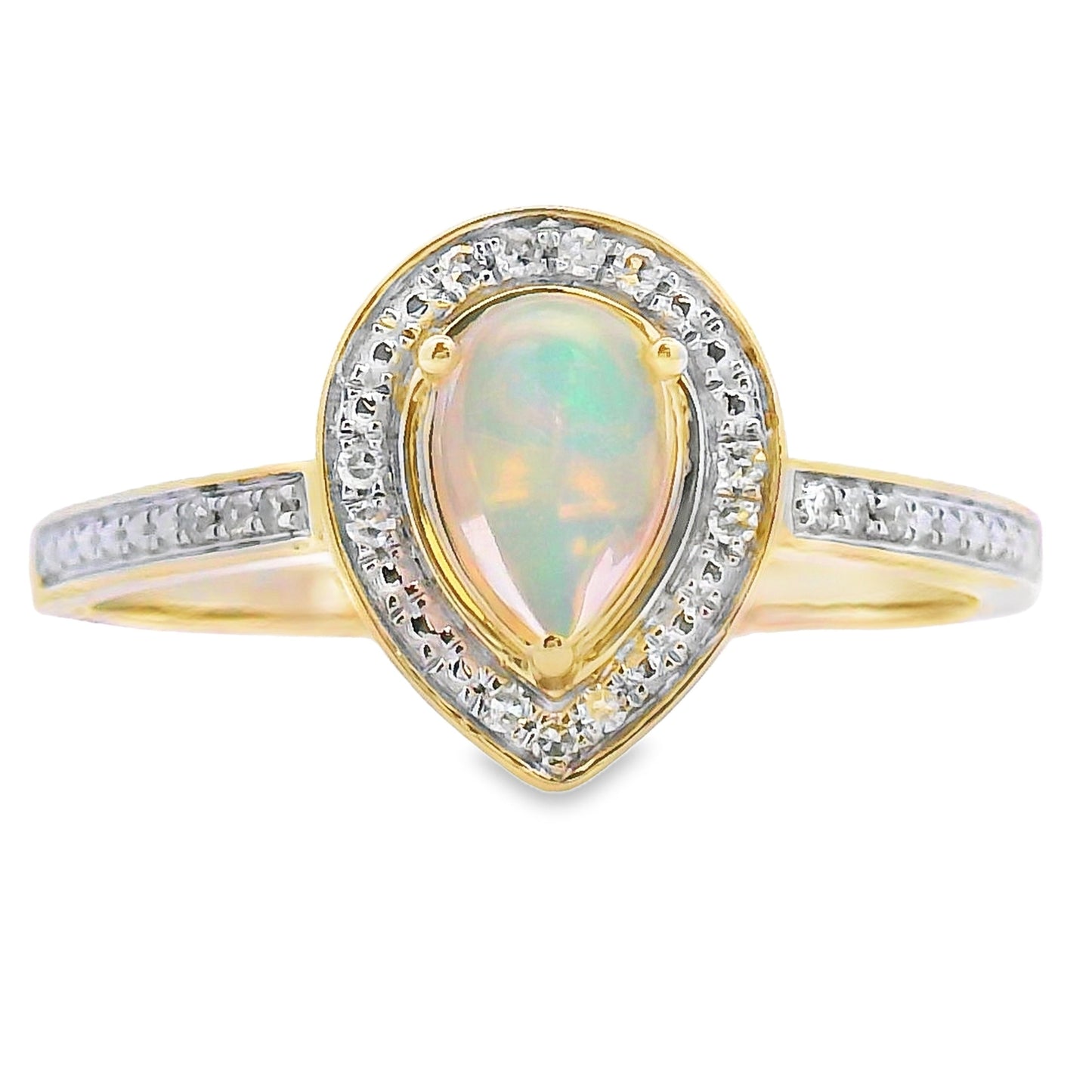 Natural .30ct Opal Diamond Ring 10KT Yellow Gold