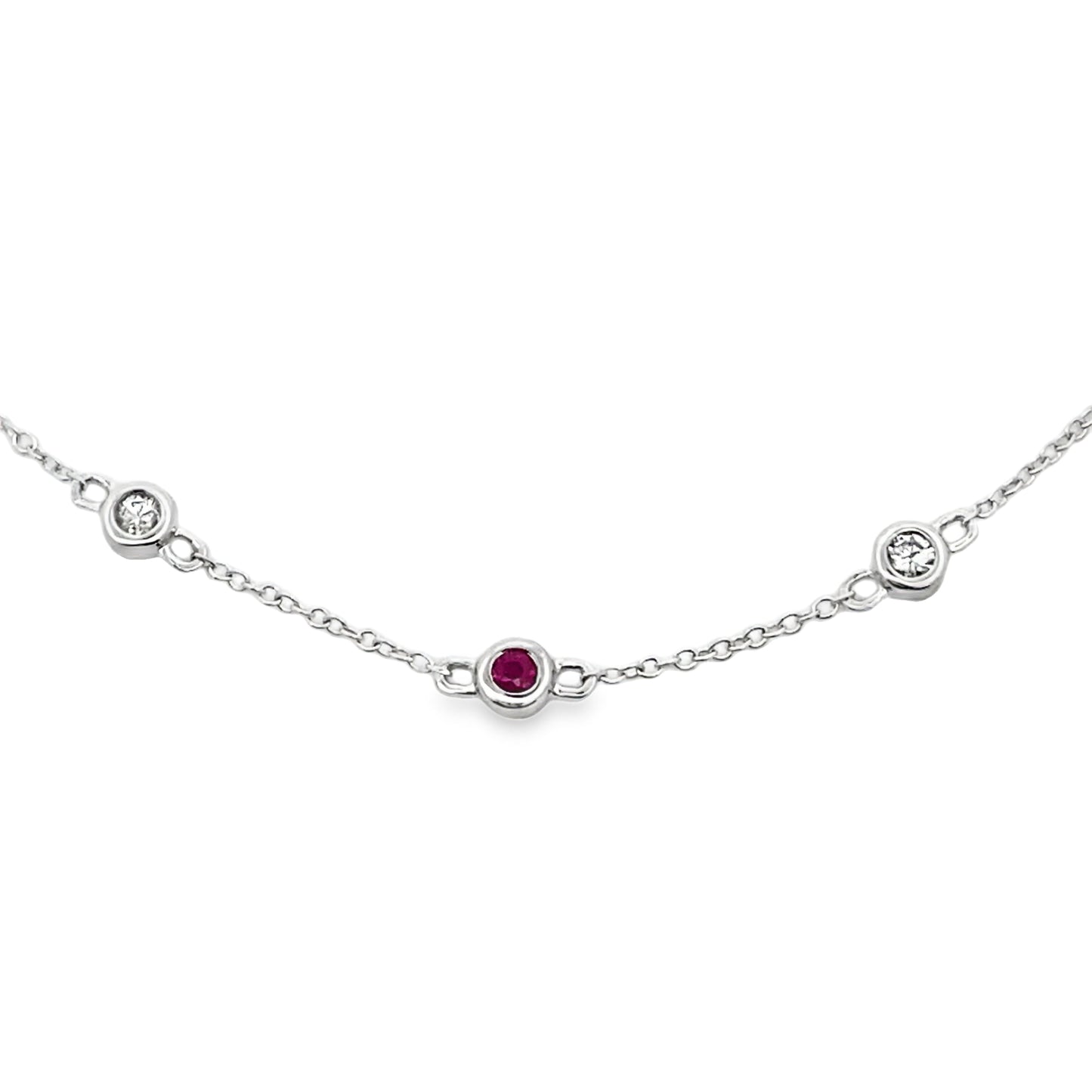 Natural .16ct Ruby Diamond Bracelet 14KT White Gold
