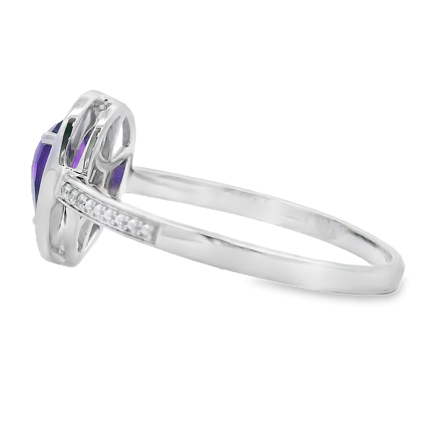 Natural .42ct Amethyst Diamond Ring 10KT White Gold