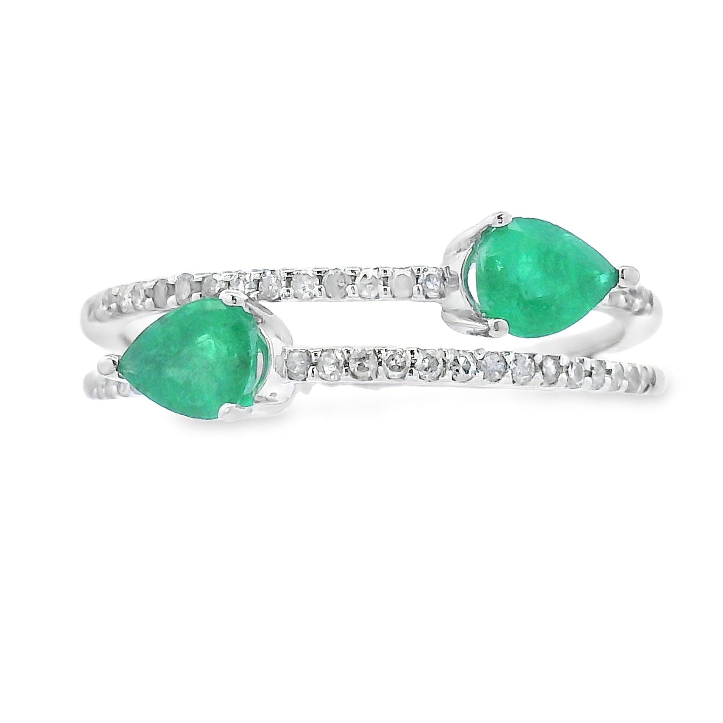 Natural .50ct Emerald Diamond Ring 14KT White Gold