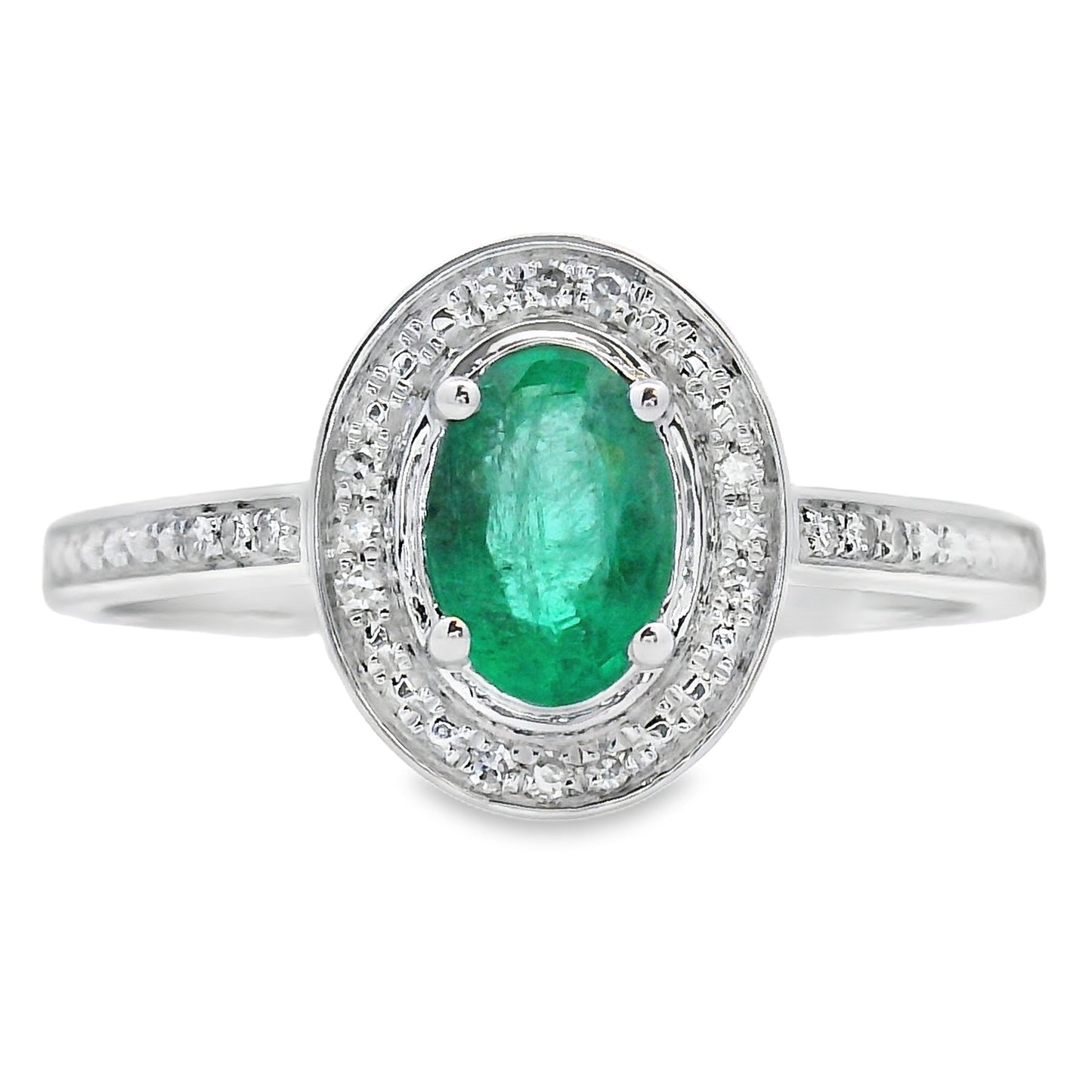 Genuine .49ct Emerald Diamond Ring 10KT White Gold