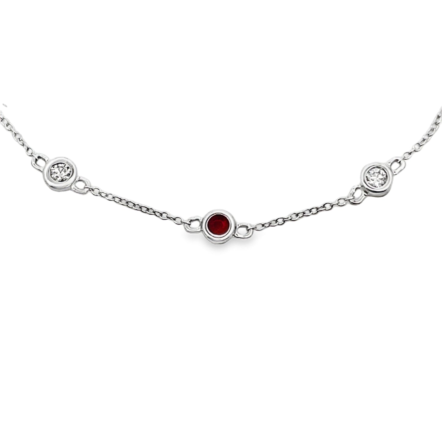 Natural .17ct Ruby Diamond Bracelet 14KT White Gold