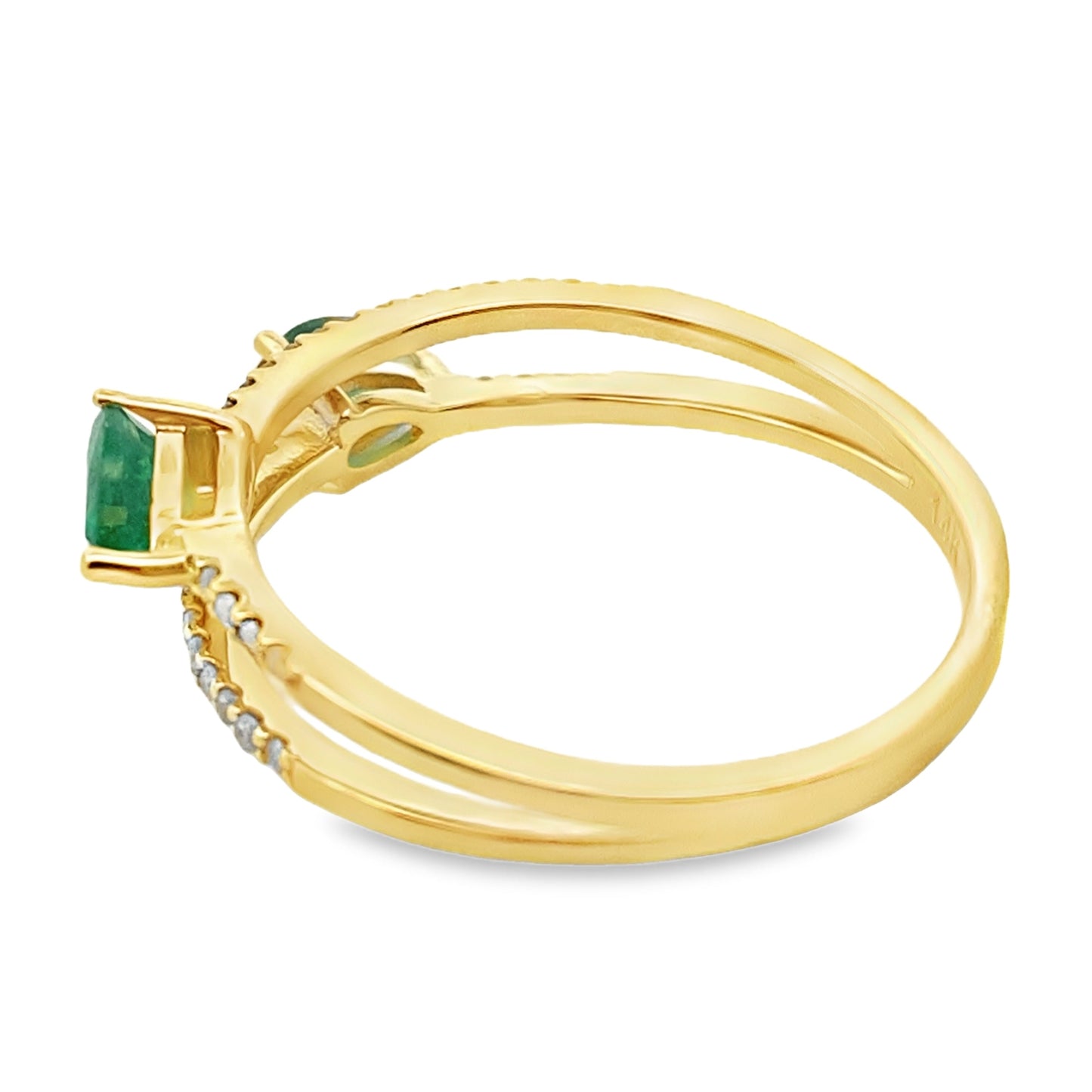 Genuine .50ct Emerald Diamond Ring 14KT Yellow Gold