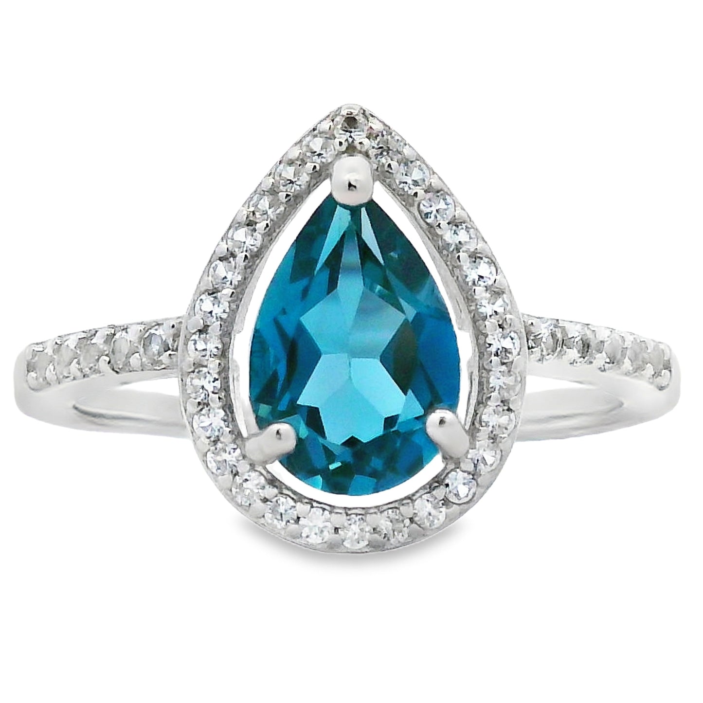 London Blue Topaz Created Sapphire Ring Sterling Silver