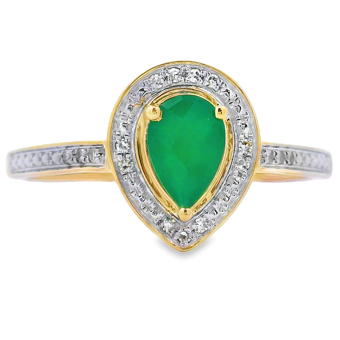 Genuine .55ct Chalcedony Diamond Ring 10KT Yellow Gold