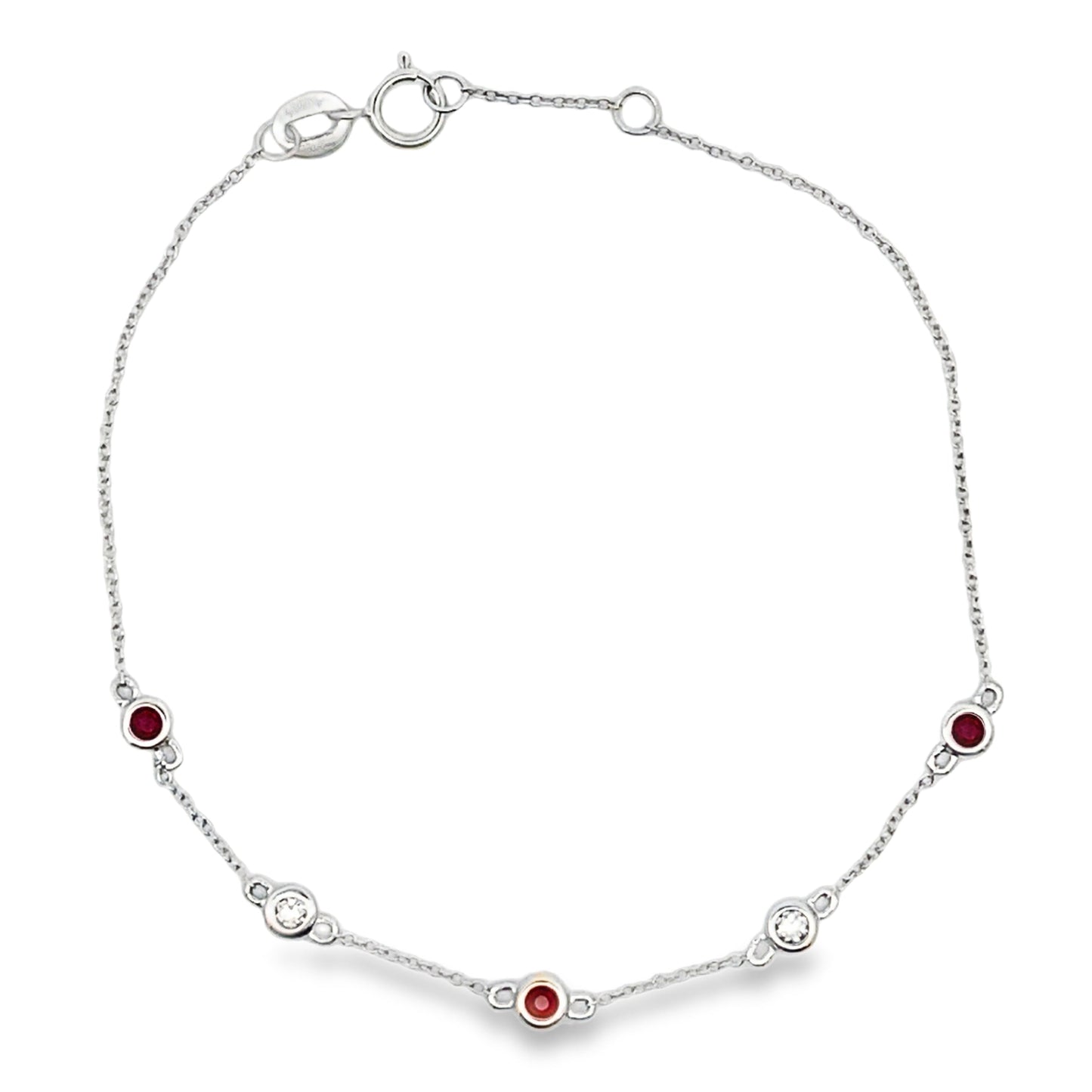 Genuine .25ct Ruby Diamond Bracelet 14KT White Gold