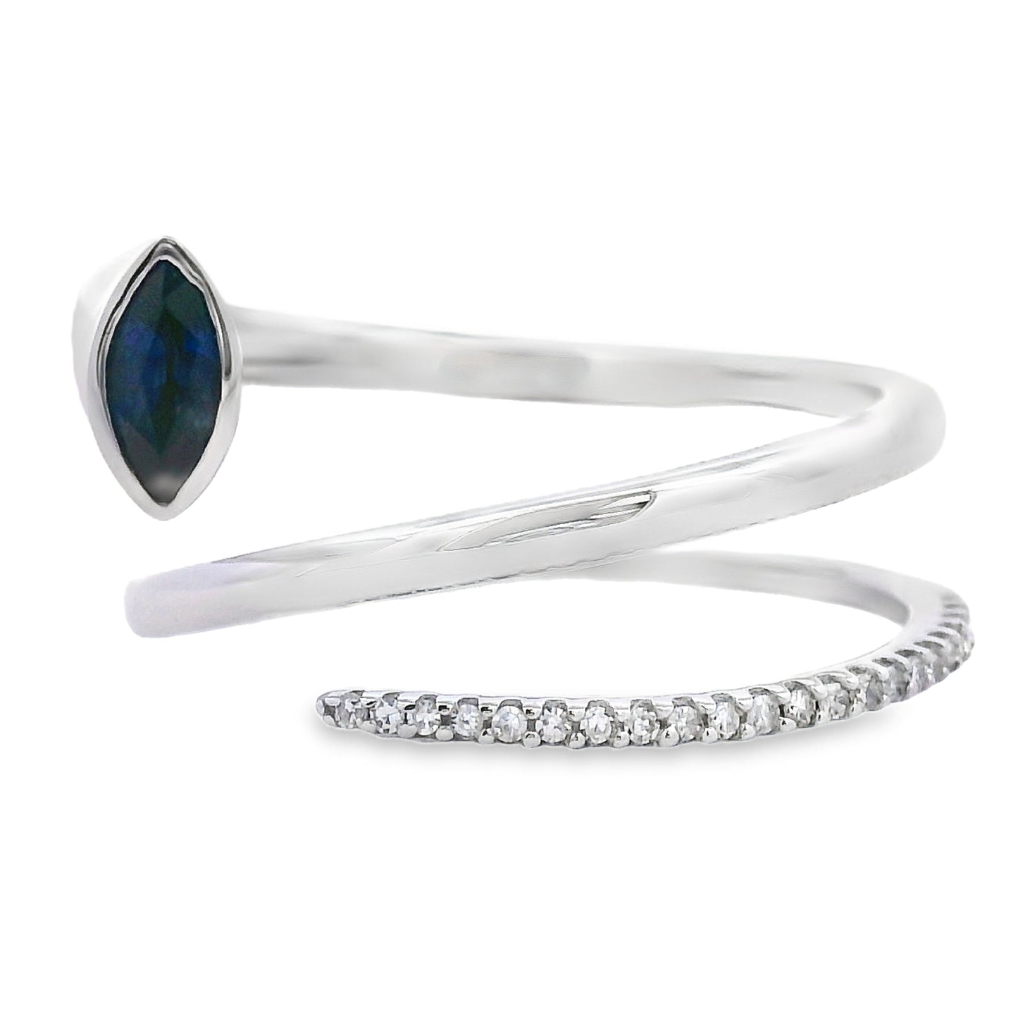 Natural .78ct Sapphire Diamond Ring 14KT White Gold