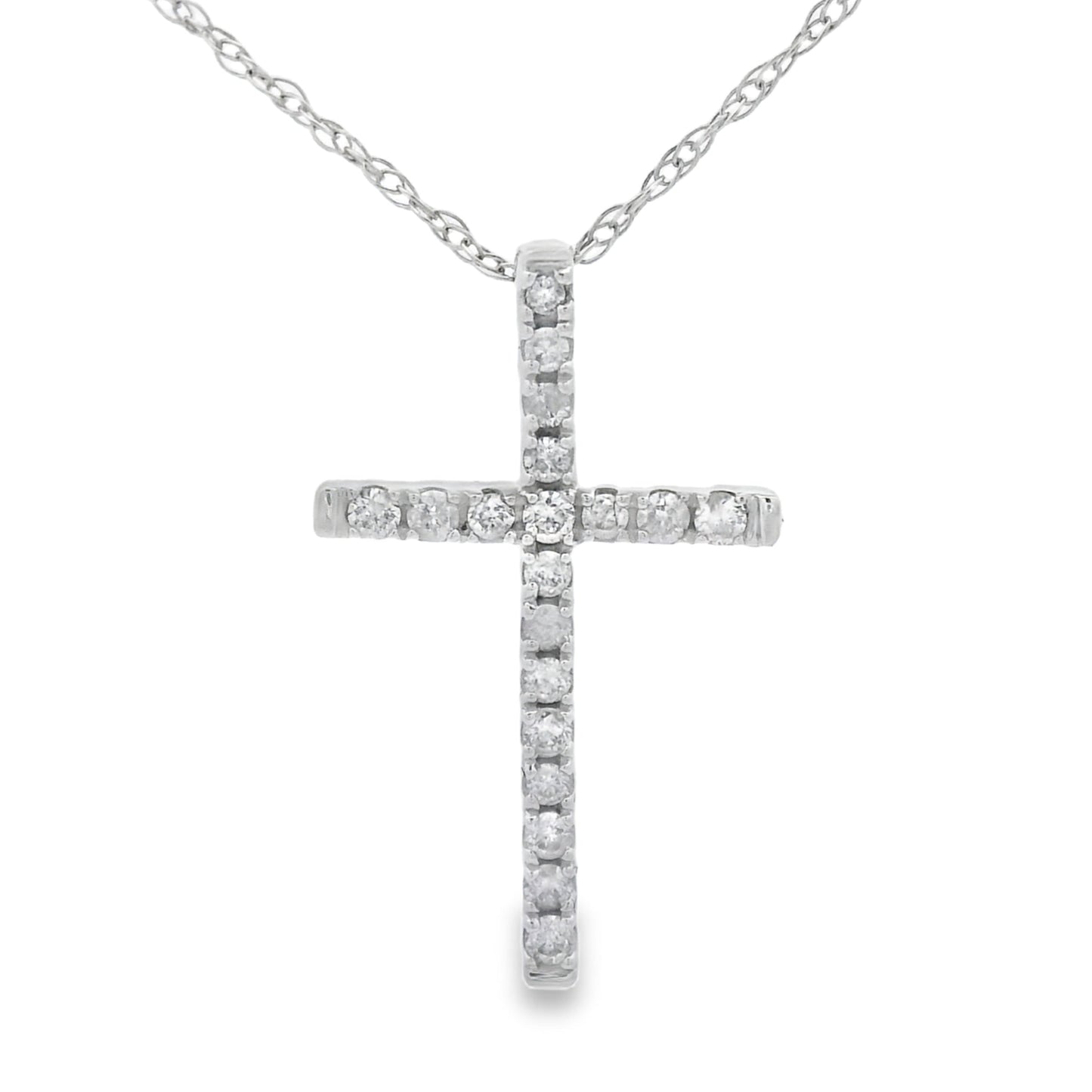 .11ct Diamond Cross Religious Pendant 14KT White Gold