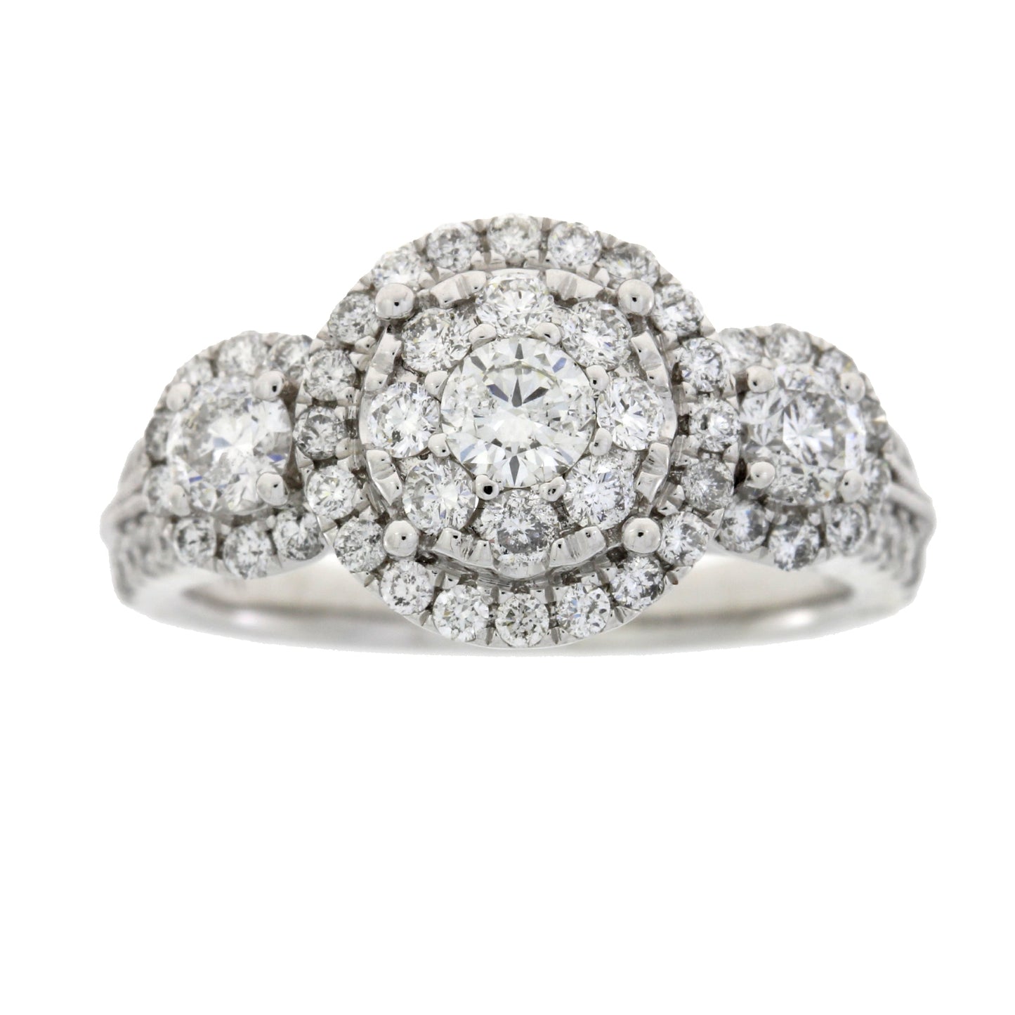 Natural 1.50ct Diamond 3 Stone Ring 14KT White Gold