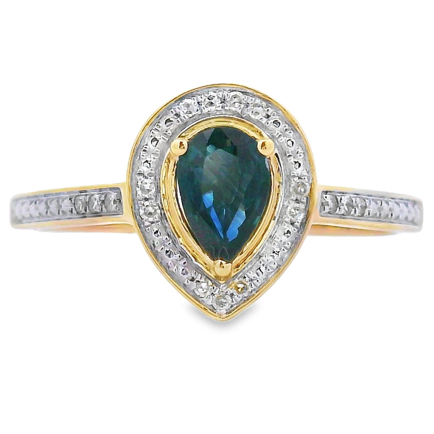 Natural .54ct Sapphire Diamond Ring 10KT Yellow Gold