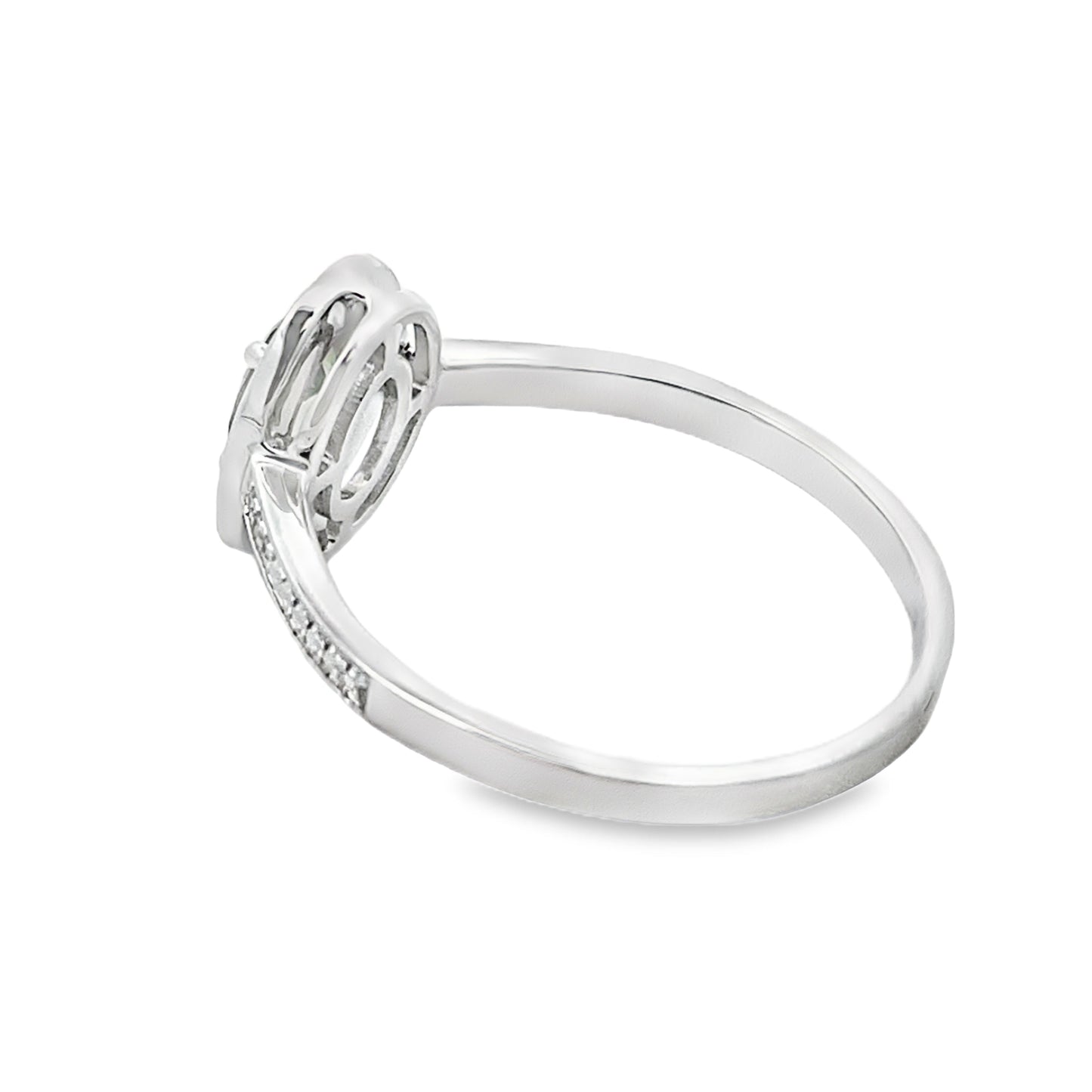 Natural .54ct Peridot Diamond Ring 10KT White Gold