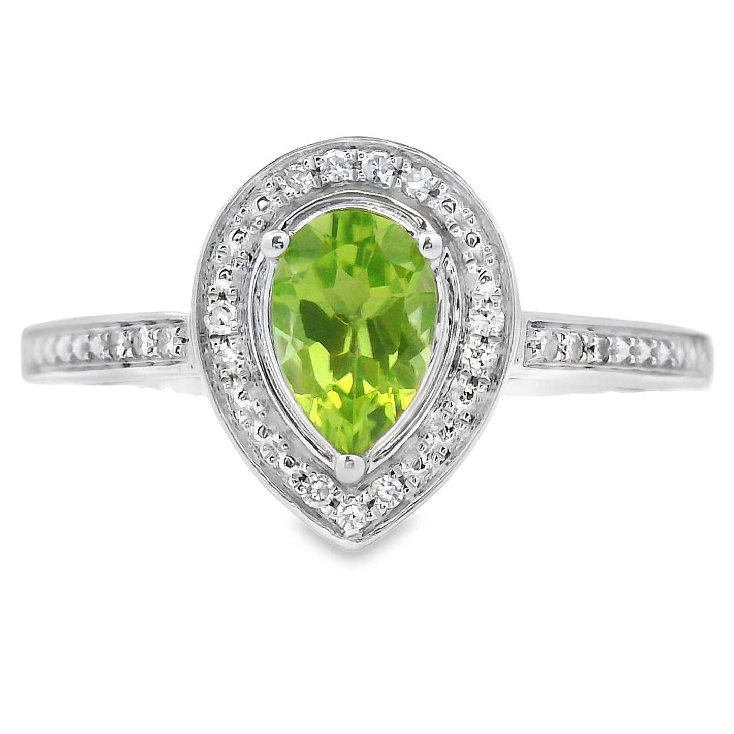 Natural .50ct Peridot Diamond Ring 10KT White Gold