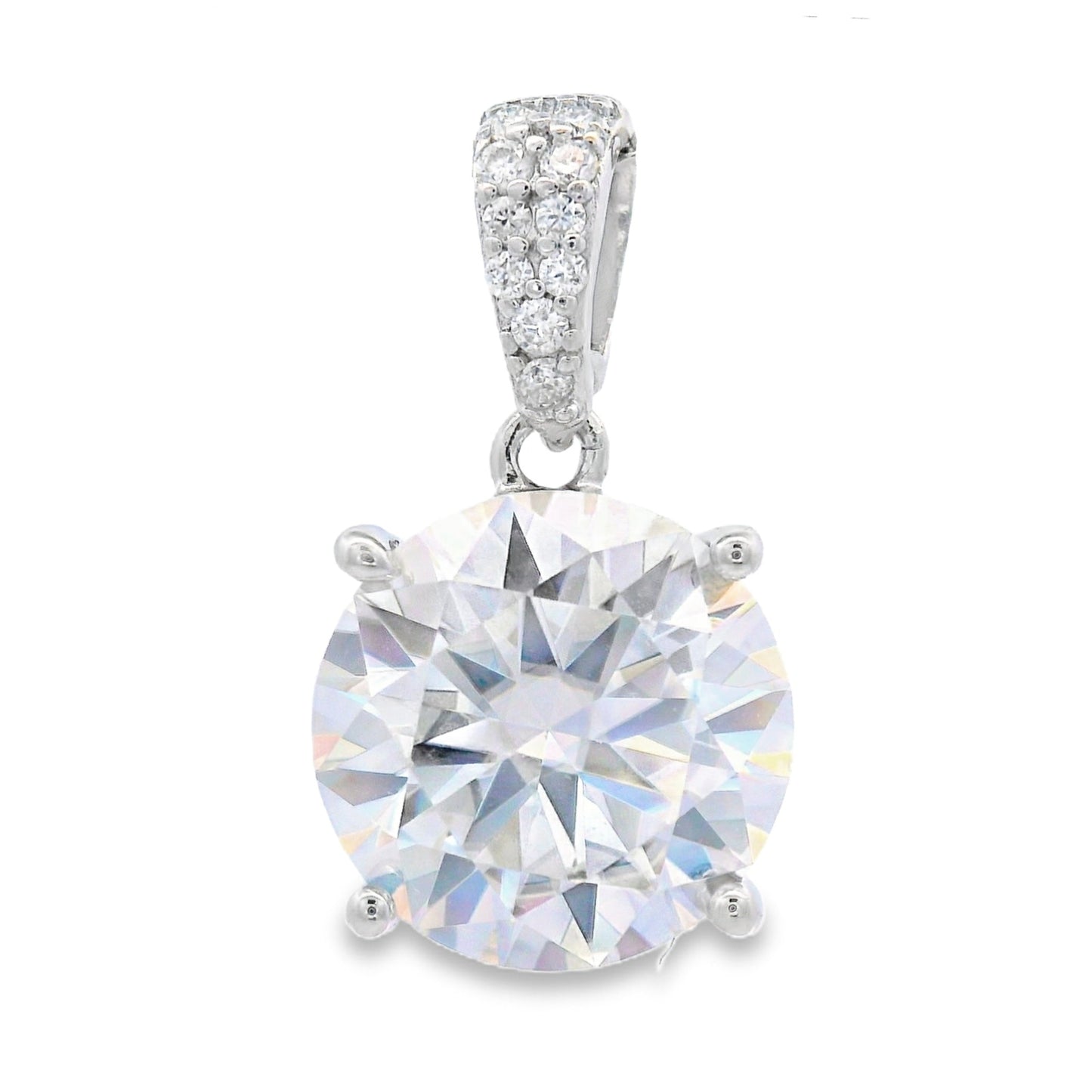 Genuine 4.00ct Moissanite Pendant Sterling Silver
