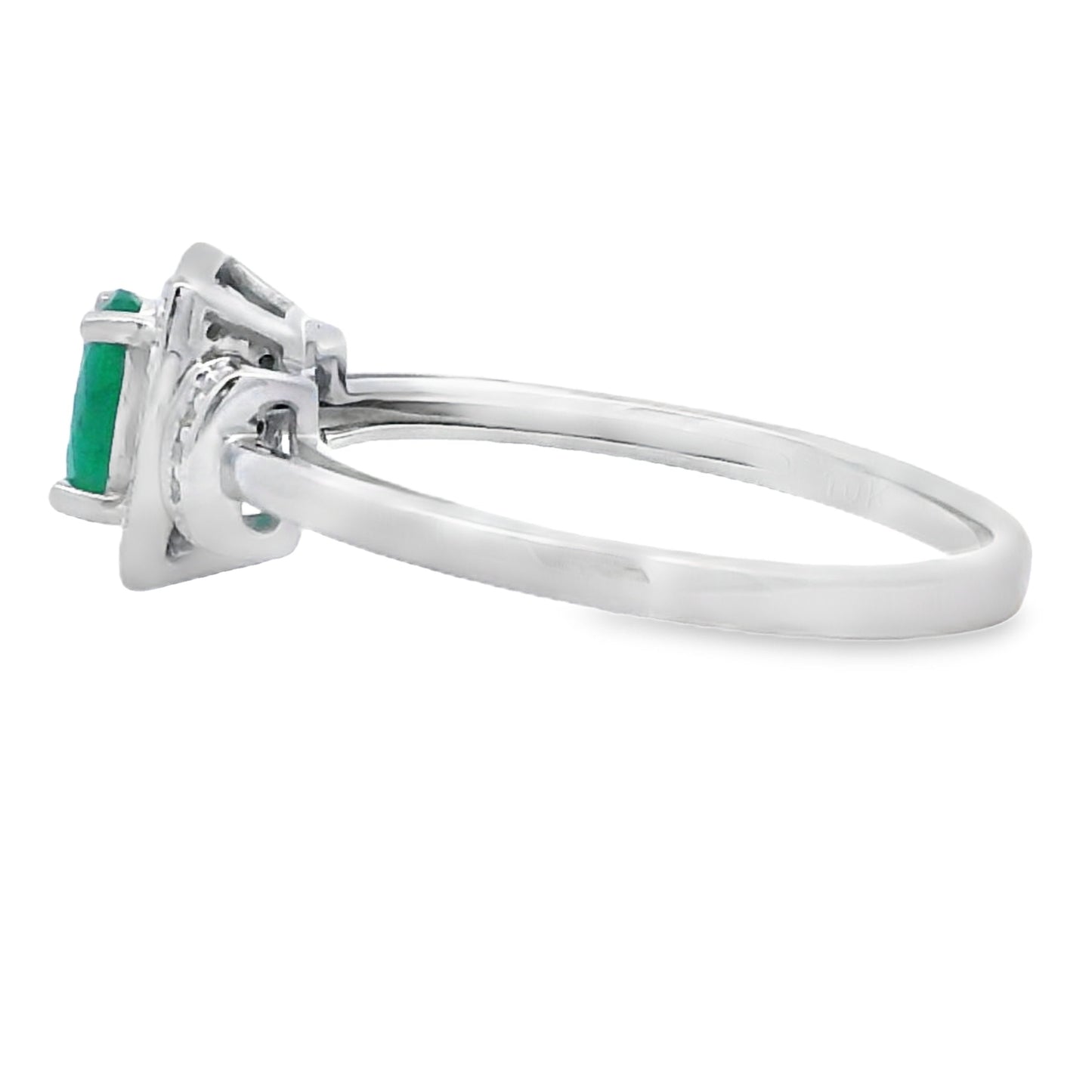 Genuine .45ct Emerald Diamond Ring 10KT White Gold