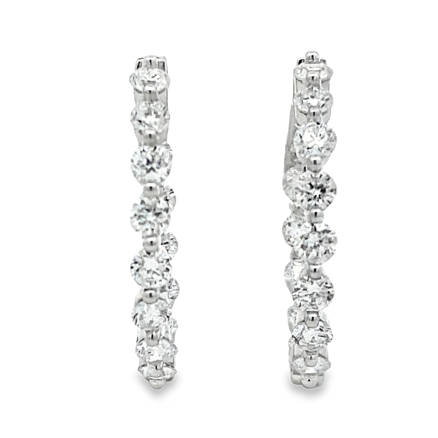 3.10ct Lab Grown Diamond Hoop Earrings Sterling Silver