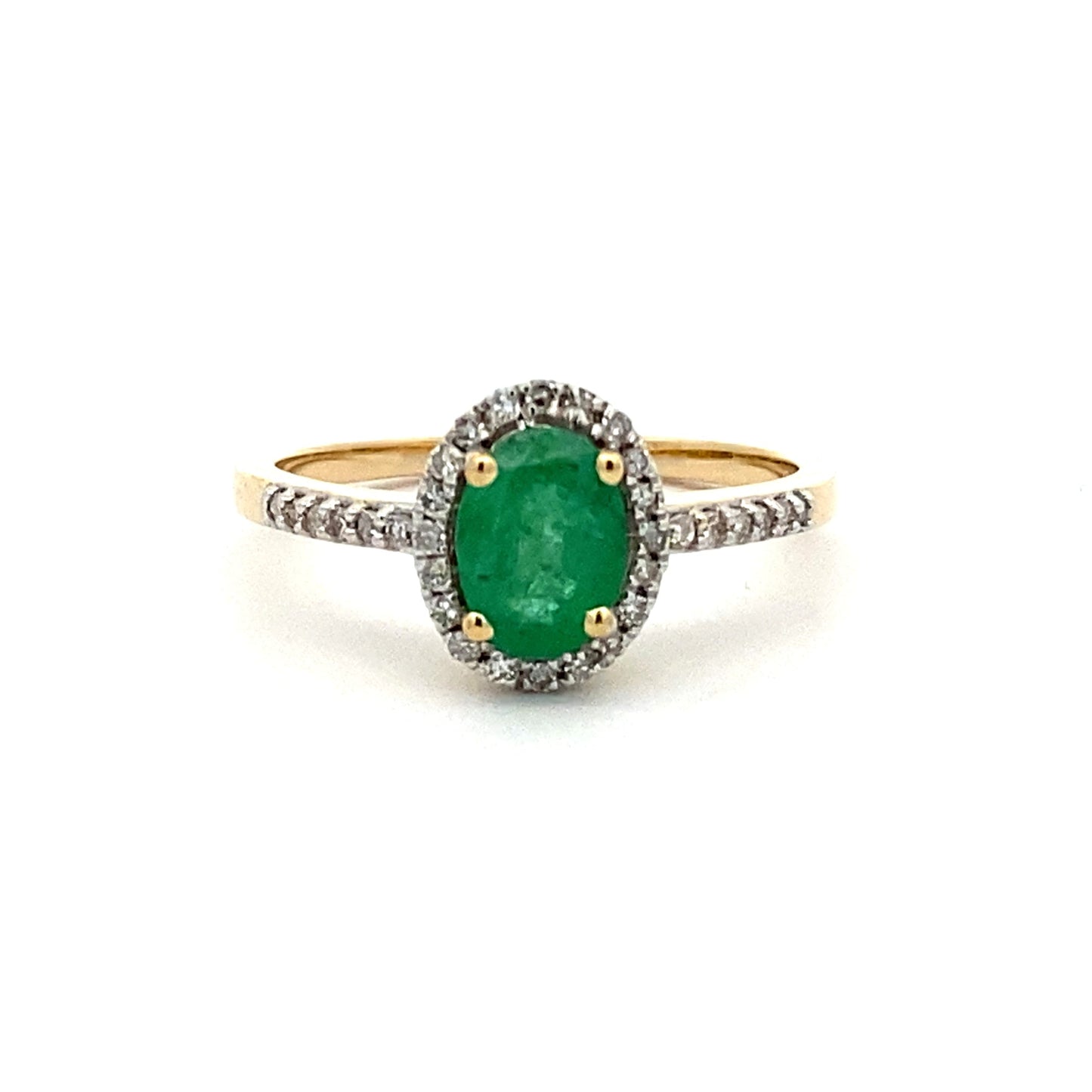 Genuine .74ct Emerald Diamond Ring 14KT Yellow Gold