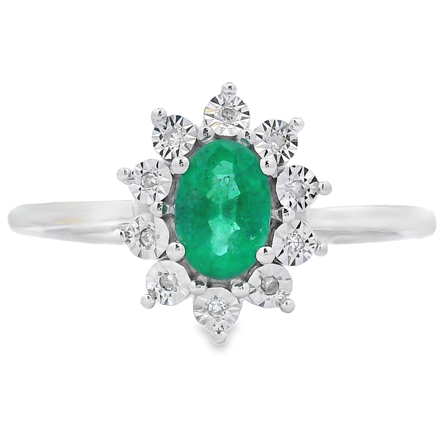Genuine .43ct Emerald Diamond Ring 10KT White Gold
