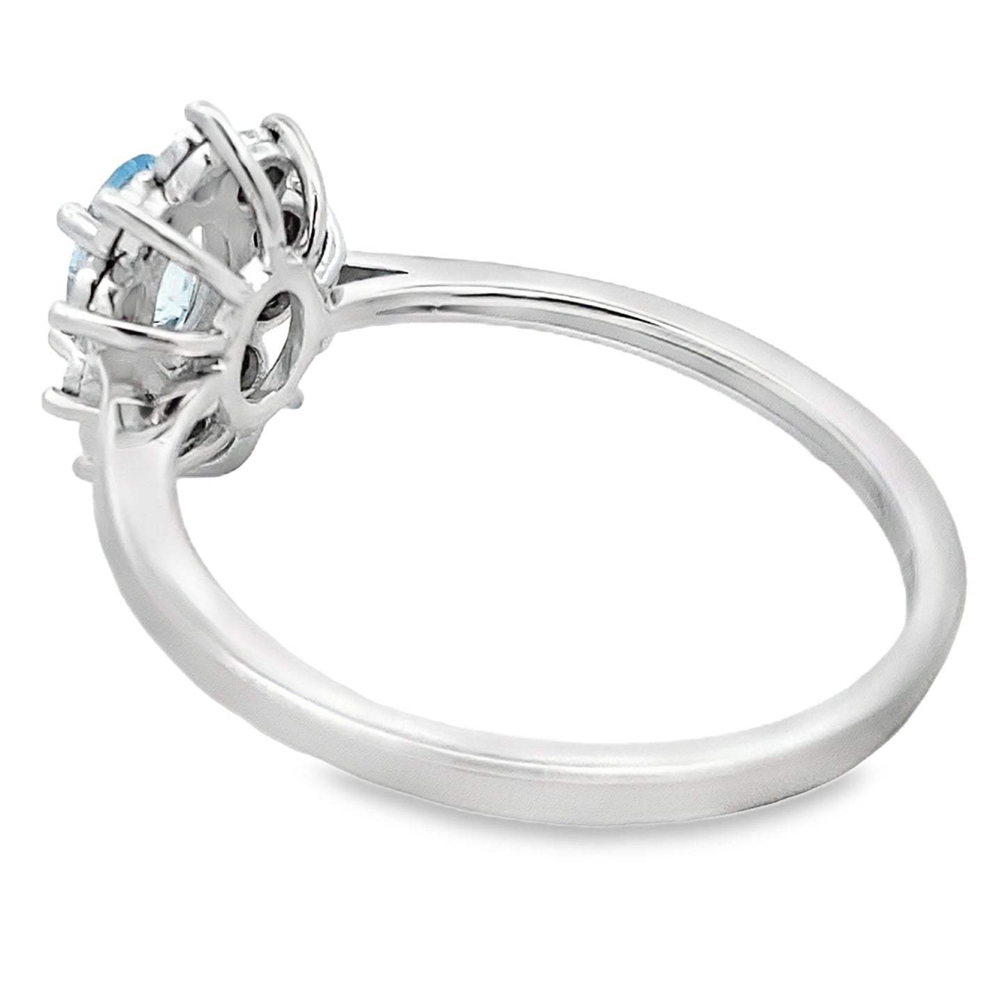 Genuine .43ct Aquamarine Diamond Ring 10KT White Gold