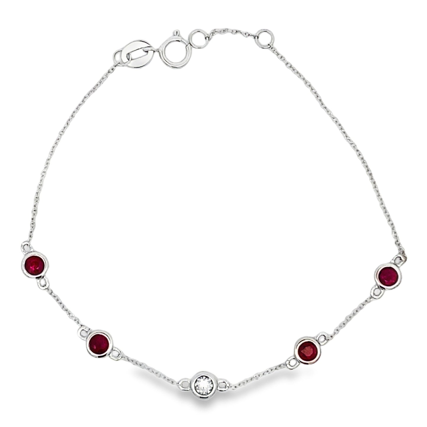 Natural .71ct Ruby Diamond Bracelet 14KT White Gold
