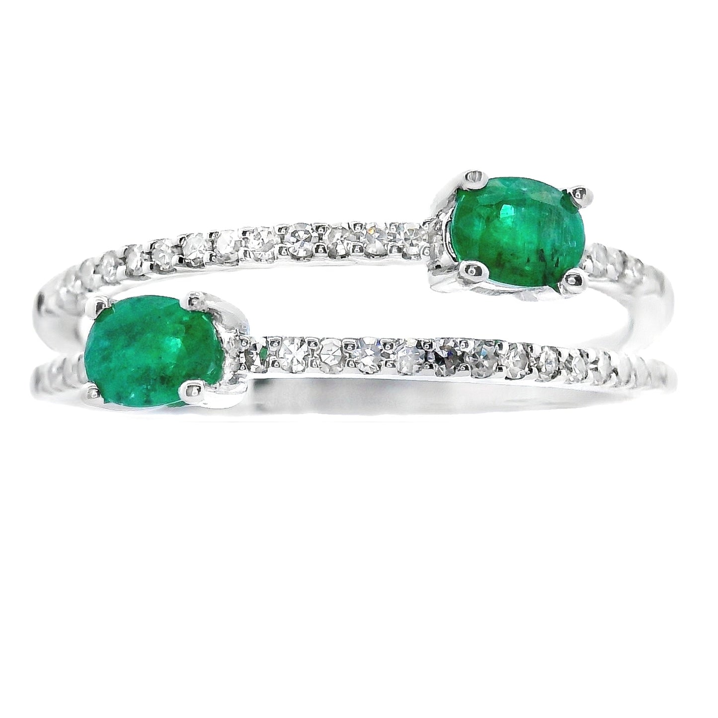 Natural .47ct Emerald Diamond Ring 14KT White Gold