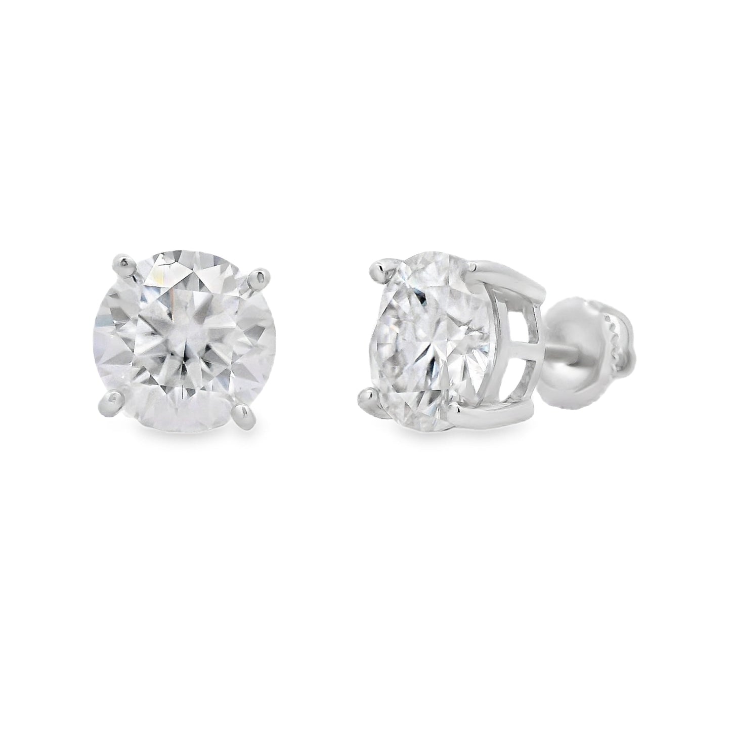 Natural 6.00ct Moissanite Stud Earrings Sterling Silver