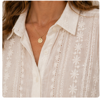Ivory Garden Lace Button-Down Shirt