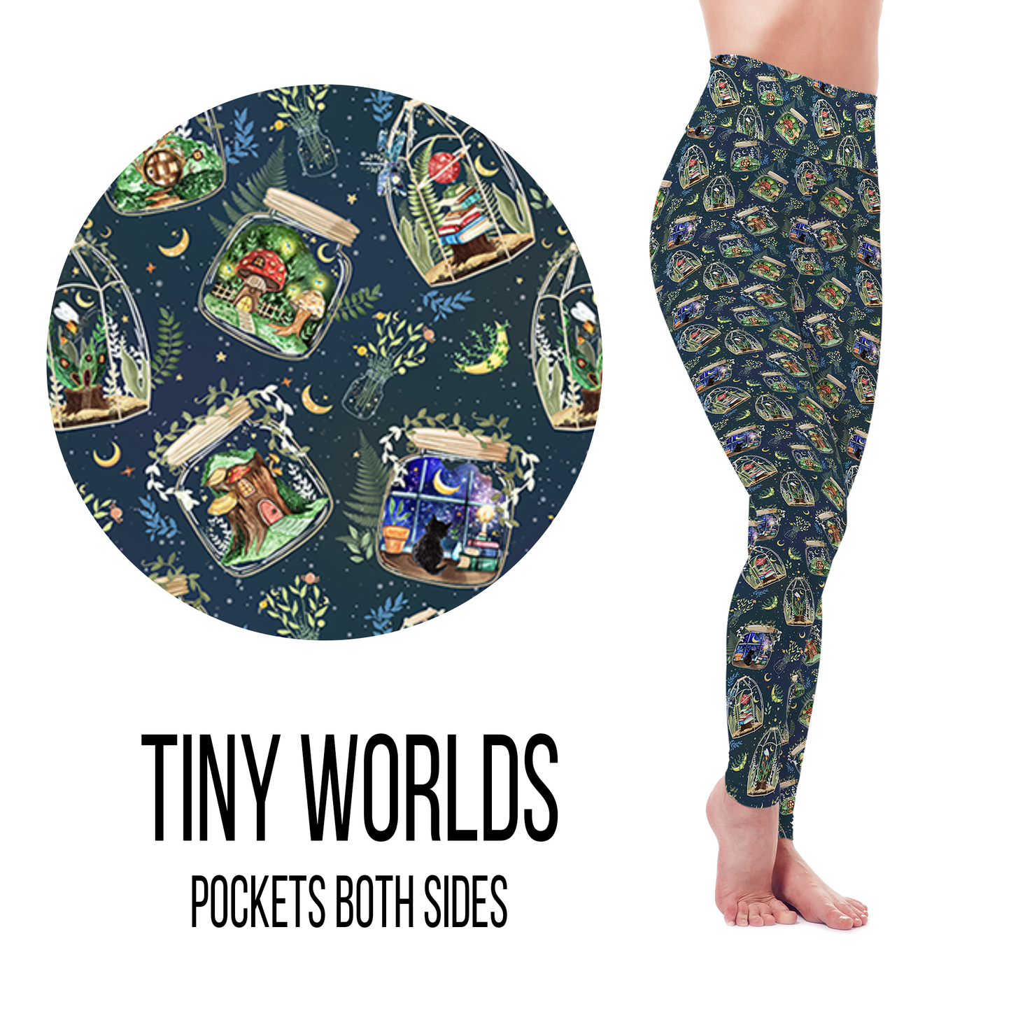 Tiny Worlds Leggings- Full Length, Capri , Jogger Shorts,  or Skort Pockets - Pre Order