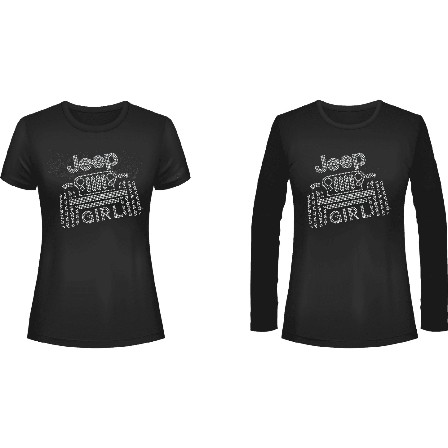 Jeeper Girl Rhinestone Tee Black, Short or Long  Sleeve 1