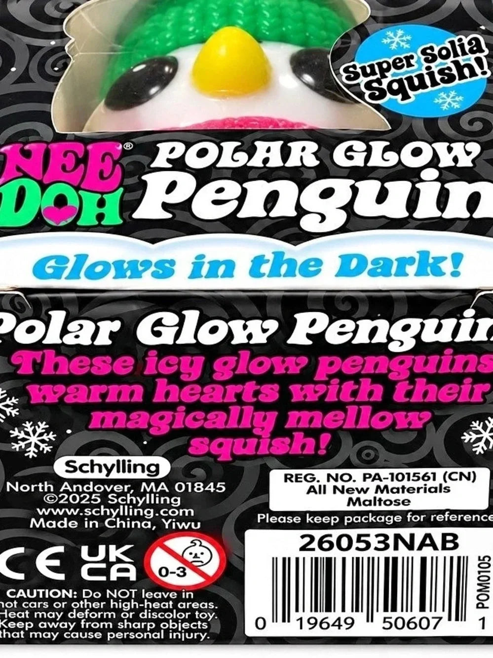 NeeDoh Polar Glow Penguin Glow-in-the-Dark Squishy Toy