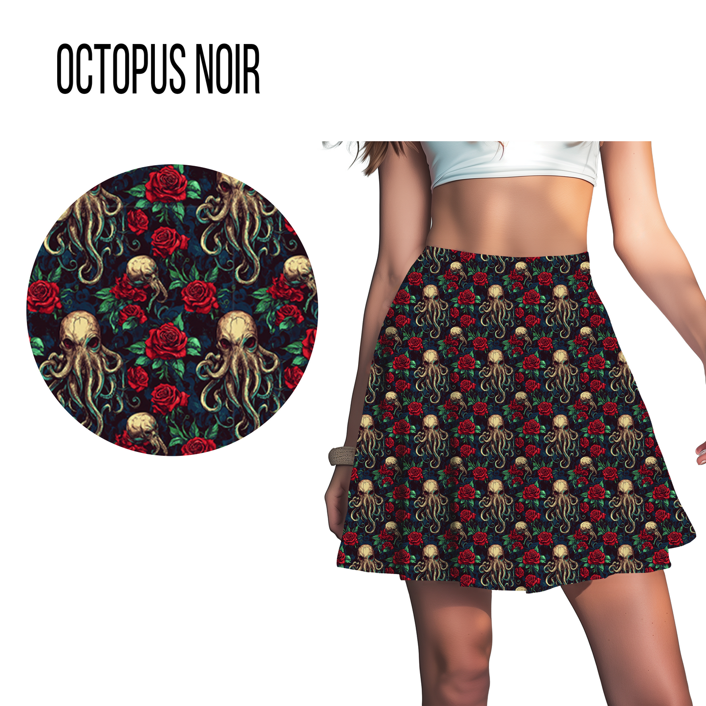 Octopus Noir Leggings- Full Length, Capri  or Skort - Pre Order