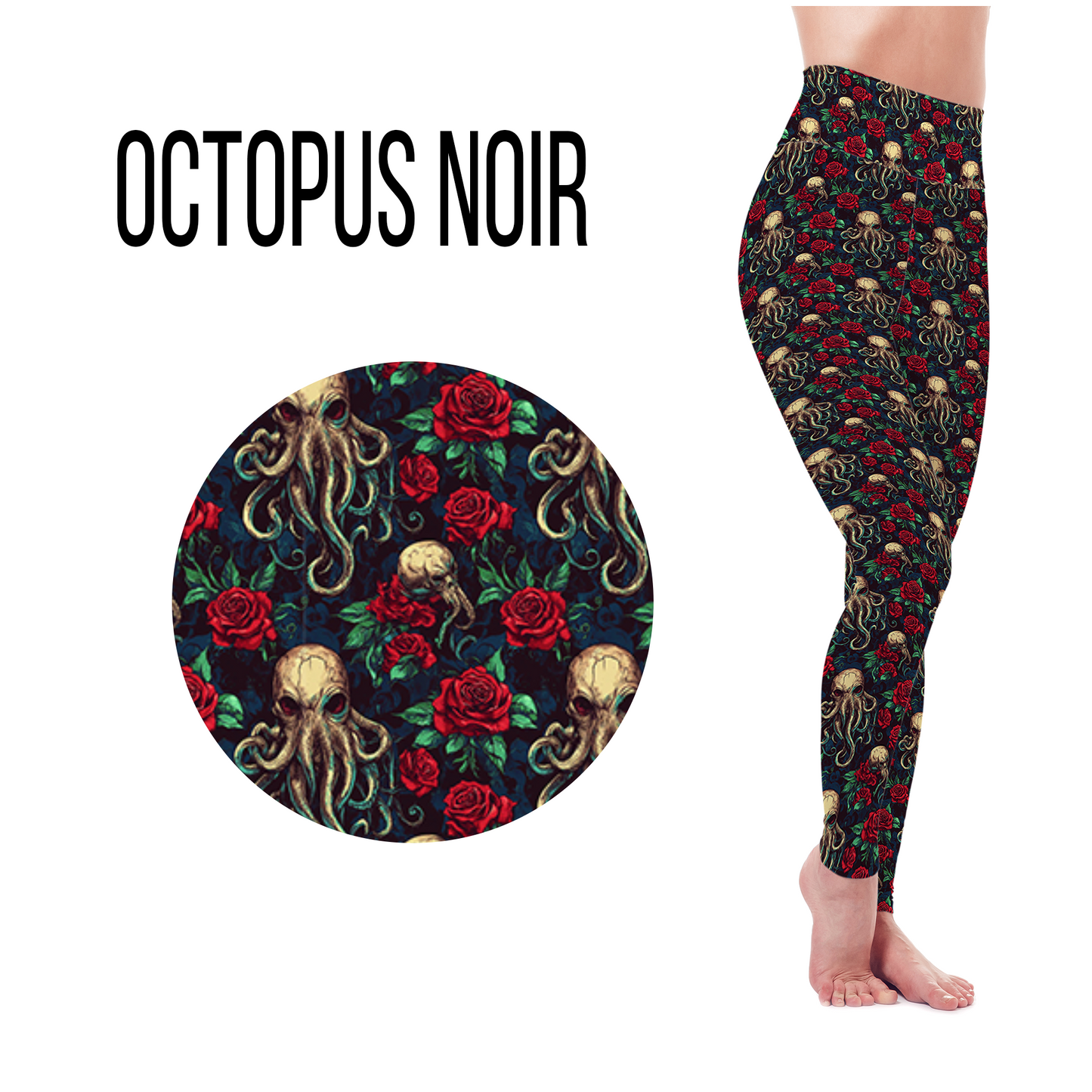 Octopus Noir Leggings- Full Length, Capri  or Skort - Pre Order